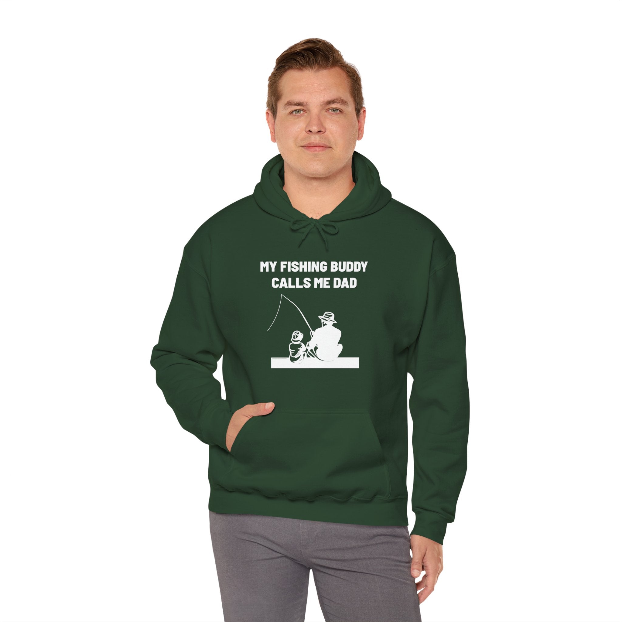 Dad Hooded Sweatshirt - My Fishing Buddy Calls Me Dad | Hoodie by atgodanddesigns