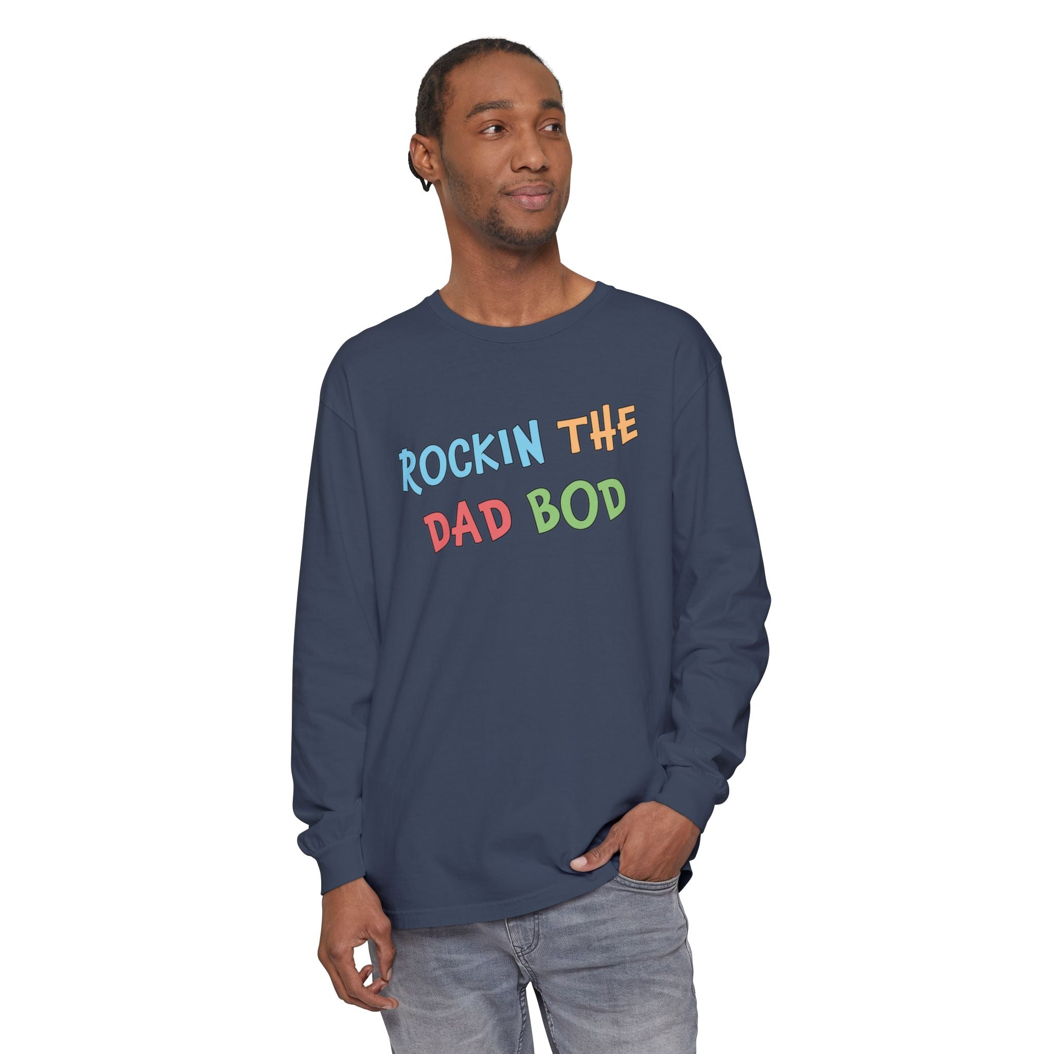 Dad Long Sleeve - Rockin The Dad Bod | Long - sleeve by atgodanddesigns