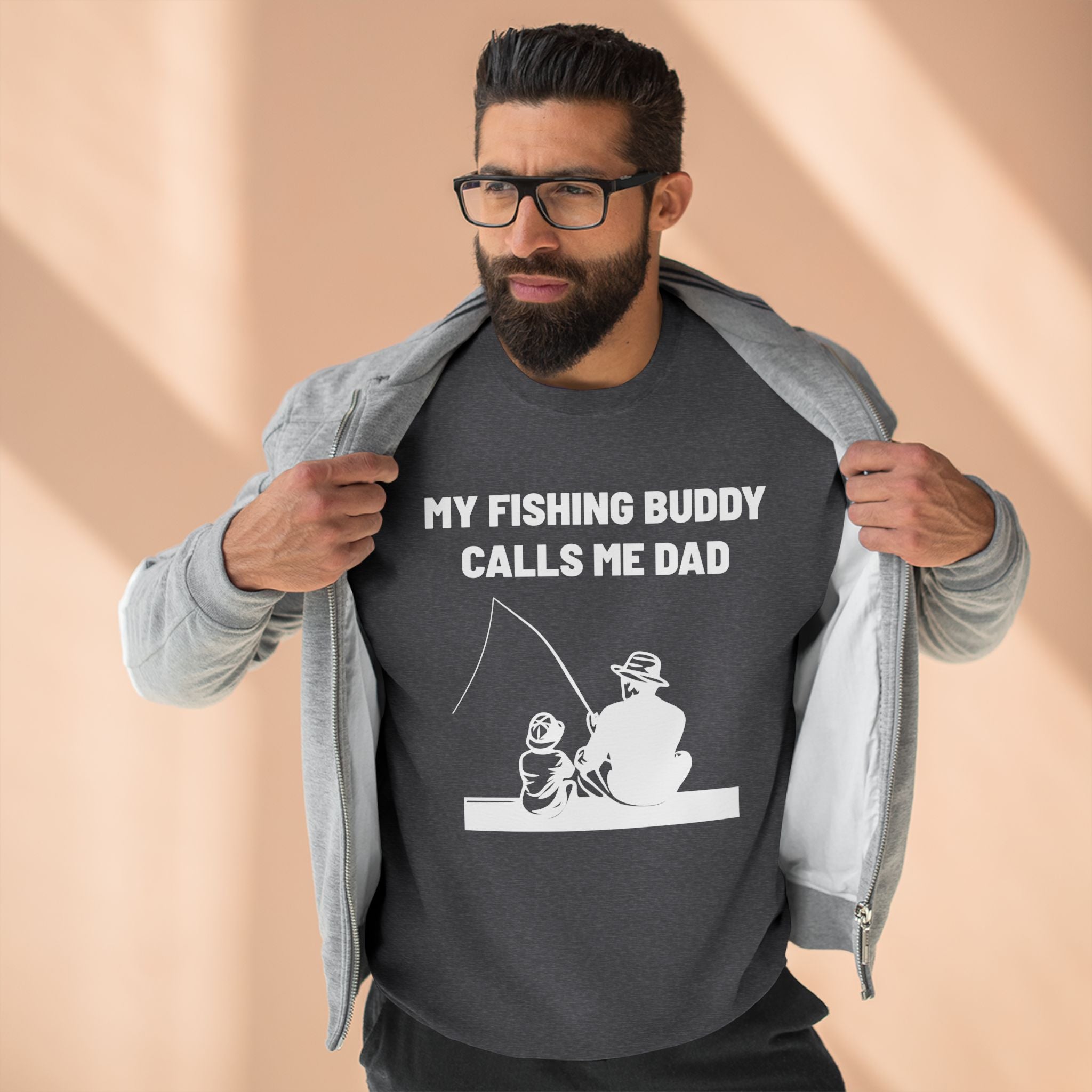Dad Long Sleeve Sweatshirt - My Fishing Buddy Calls Me Dad | Sweatshirt by atgodanddesigns