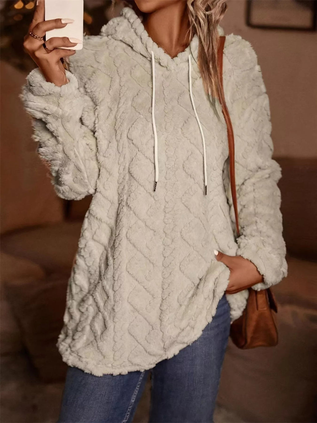 Drawstring Long Sleeve Fleece Hoodie | by atgodanddesigns