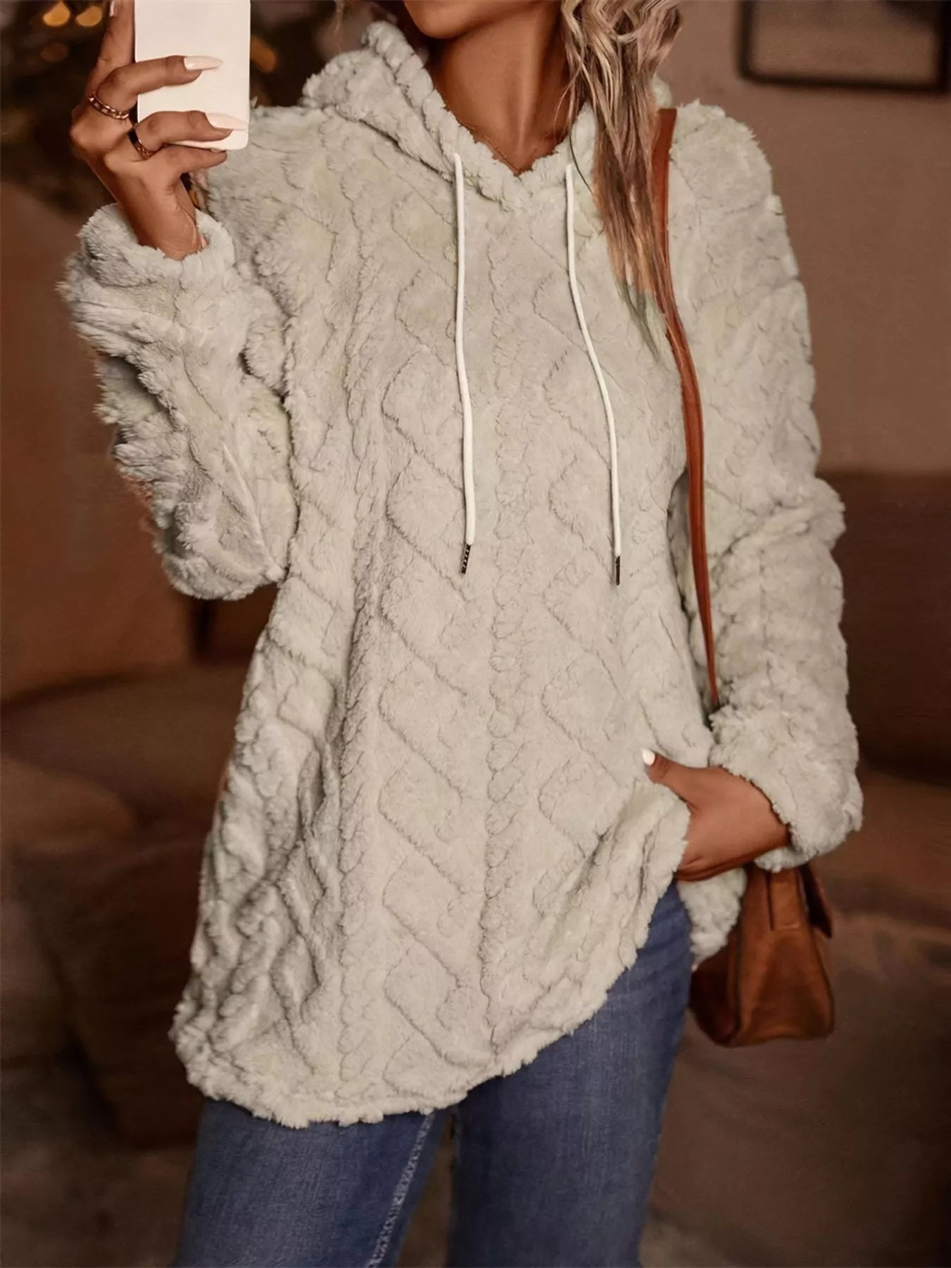 Drawstring Long Sleeve Fleece Hoodie | by atgodanddesigns