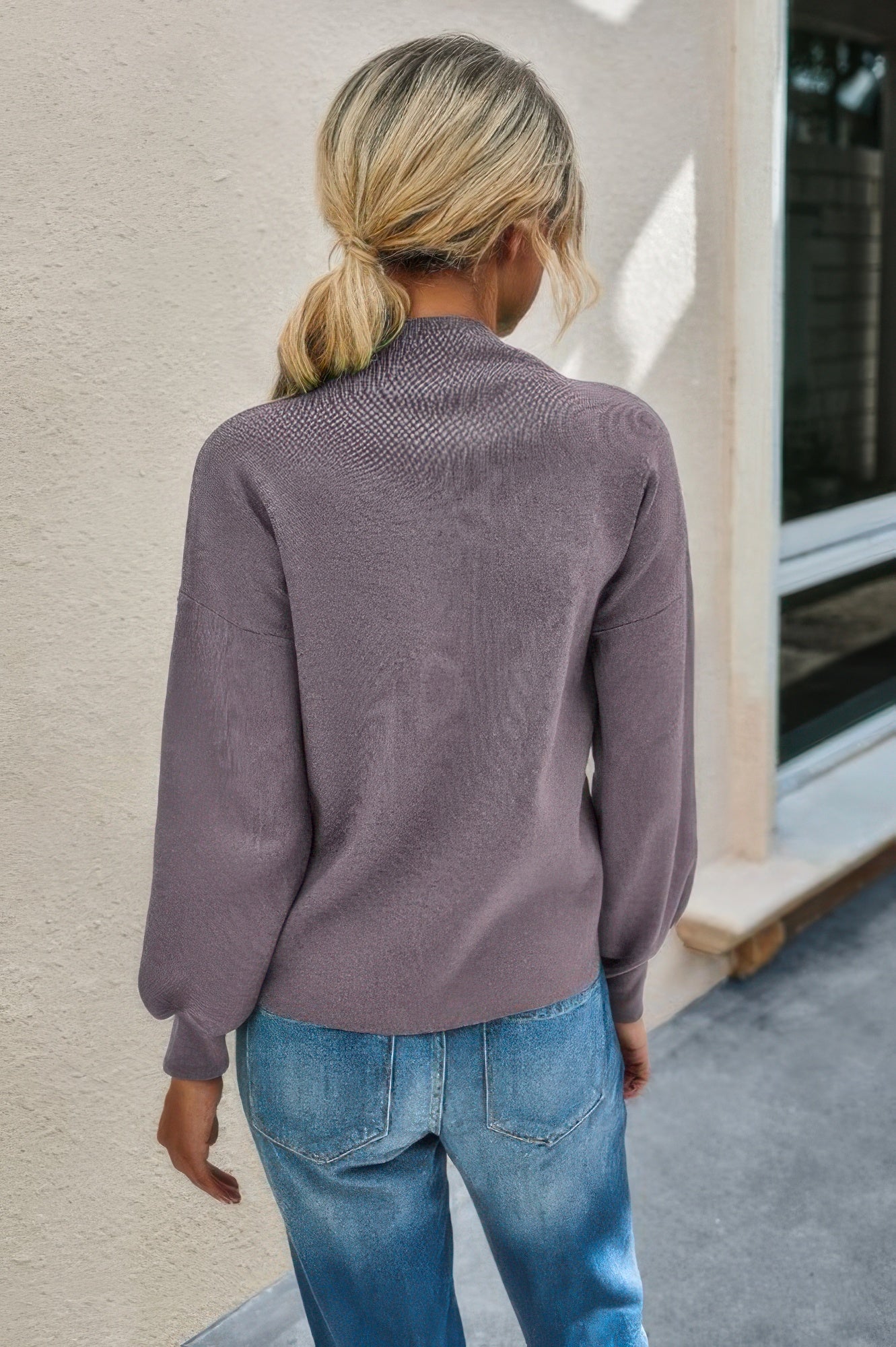Drop Shoulder Solid Mock Neck Classic Knitted Sweater | by atgodanddesigns