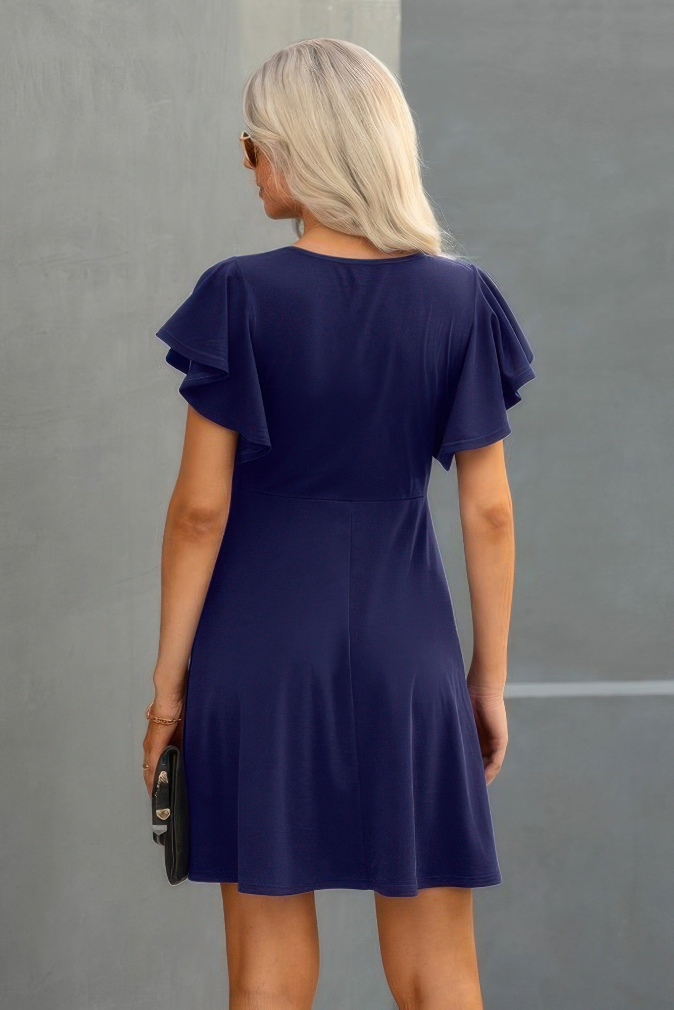 Elegant Solid Crew Neck Butterfly Sleeve Slim Dress | by atgodanddesigns