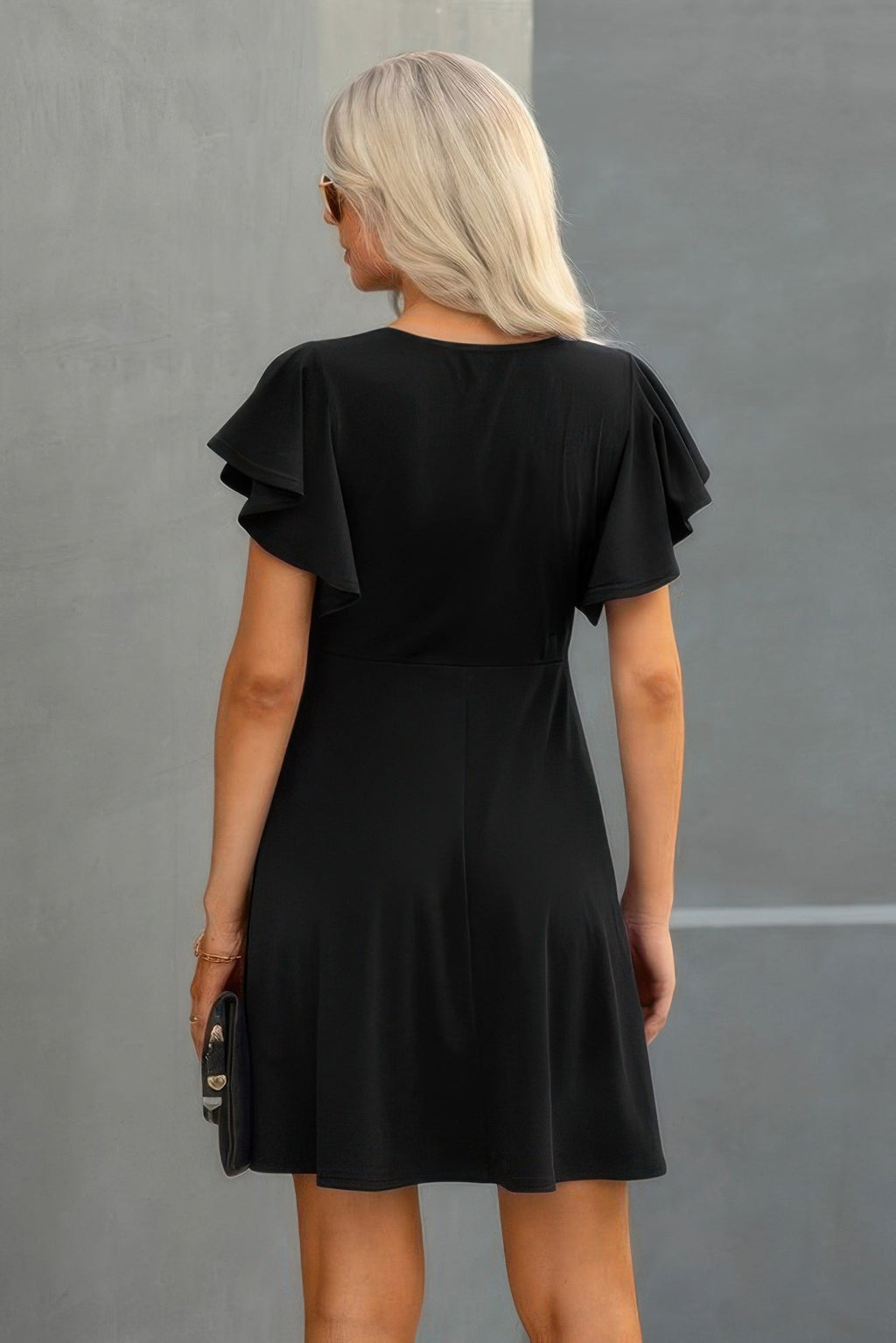 Elegant Solid Crew Neck Butterfly Sleeve Slim Dress | by atgodanddesigns