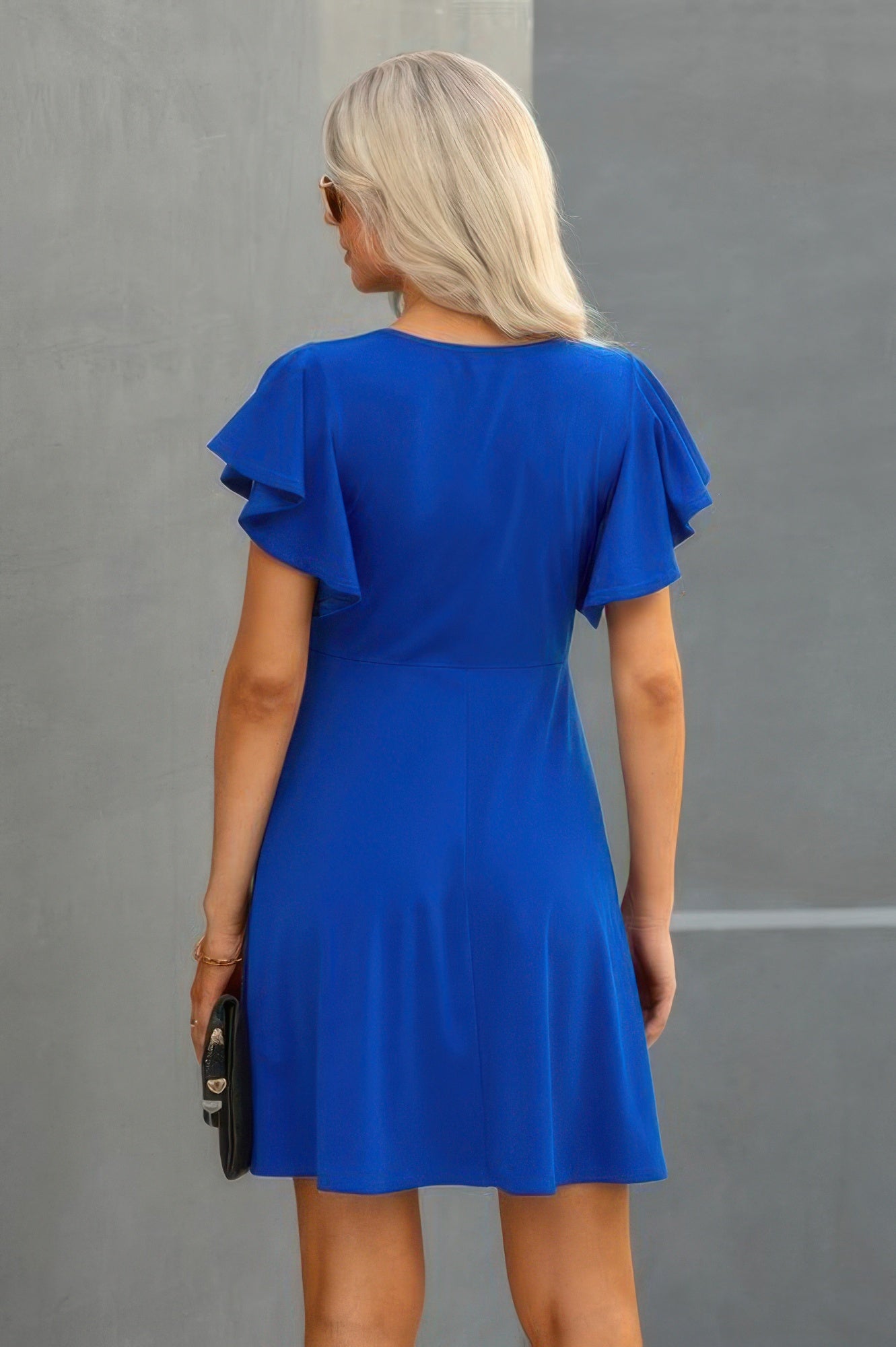Elegant Solid Crew Neck Butterfly Sleeve Slim Dress | by atgodanddesigns