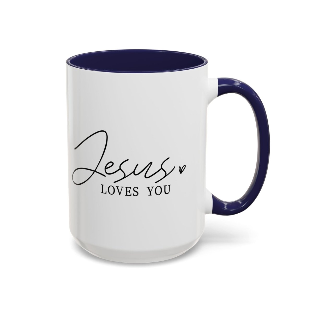 Faith Based Accent Coffee Mug (11oz, 15oz) - Jesus Loves you | Mug by atgodanddesigns