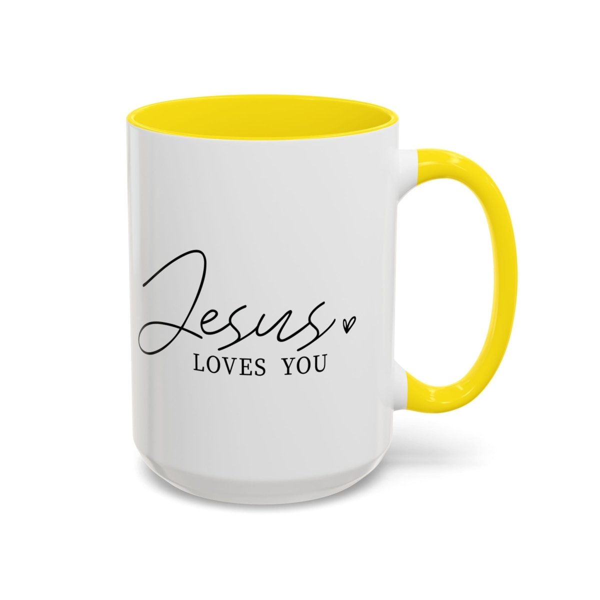Faith Based Accent Coffee Mug (11oz, 15oz) - Jesus Loves you | Mug by atgodanddesigns
