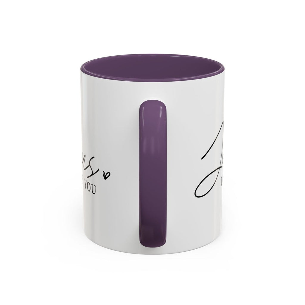 Faith Based Accent Coffee Mug (11oz, 15oz) - Jesus Loves you | Mug by atgodanddesigns