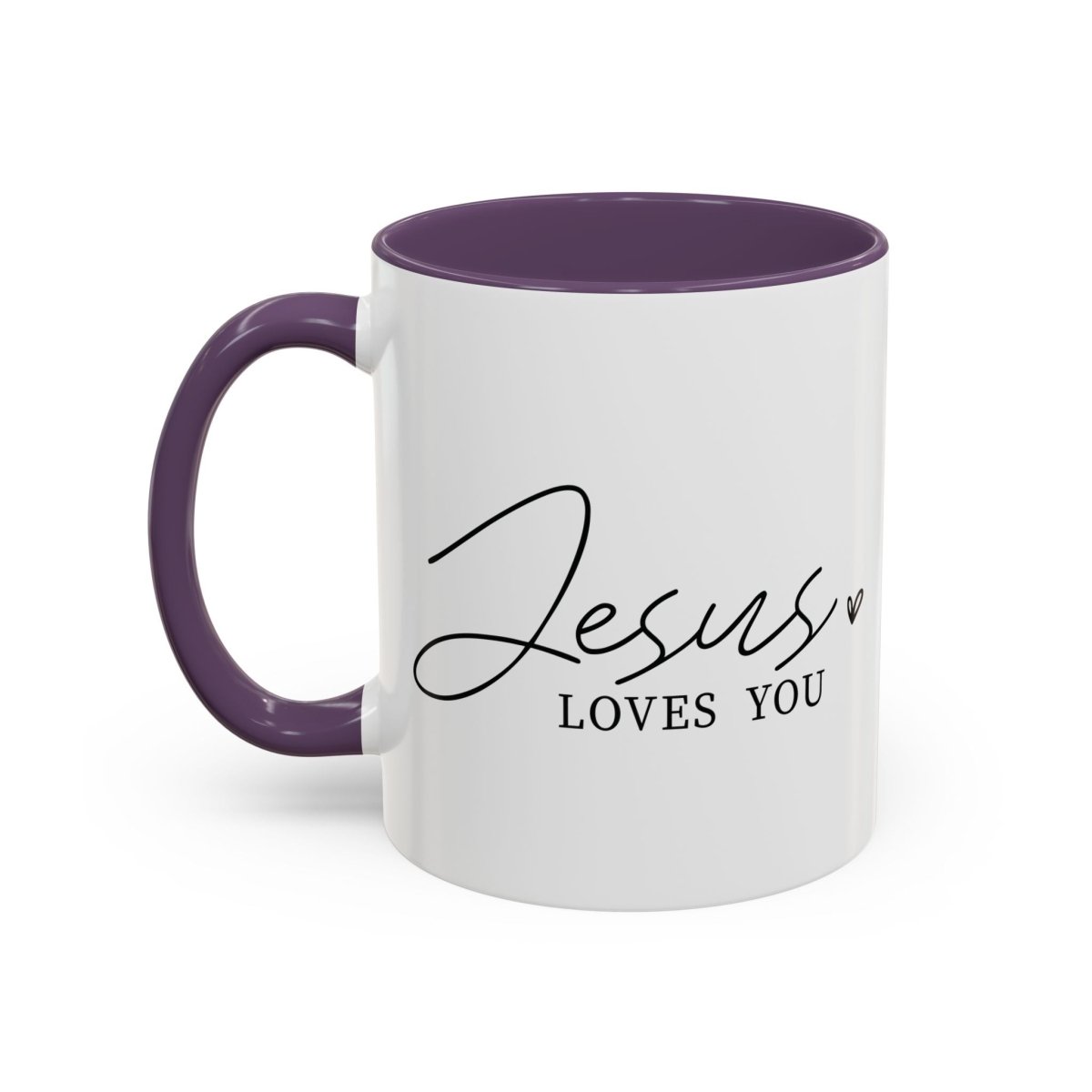 Faith Based Accent Coffee Mug (11oz, 15oz) - Jesus Loves you | Mug by atgodanddesigns