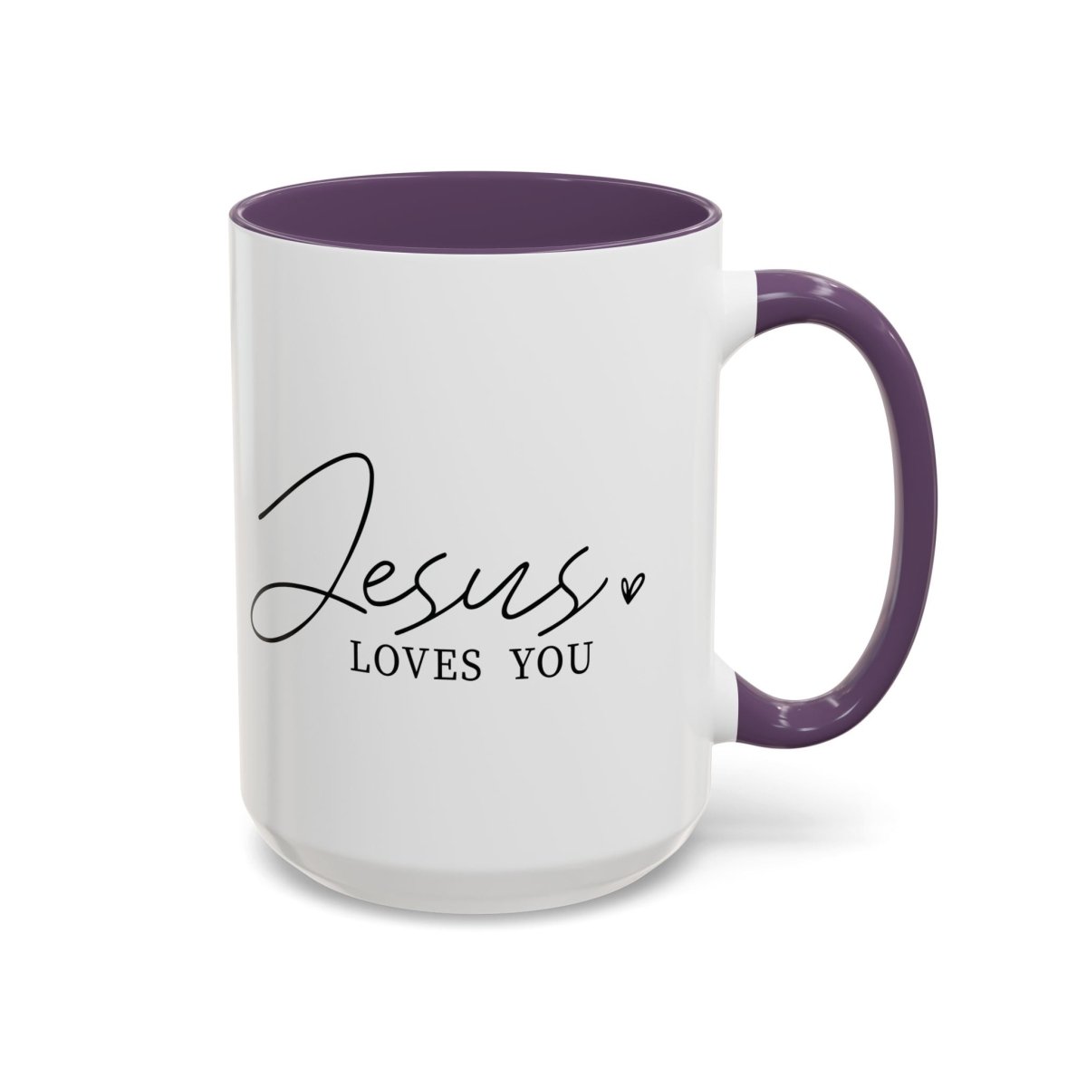 Faith Based Accent Coffee Mug (11oz, 15oz) - Jesus Loves you | Mug by atgodanddesigns