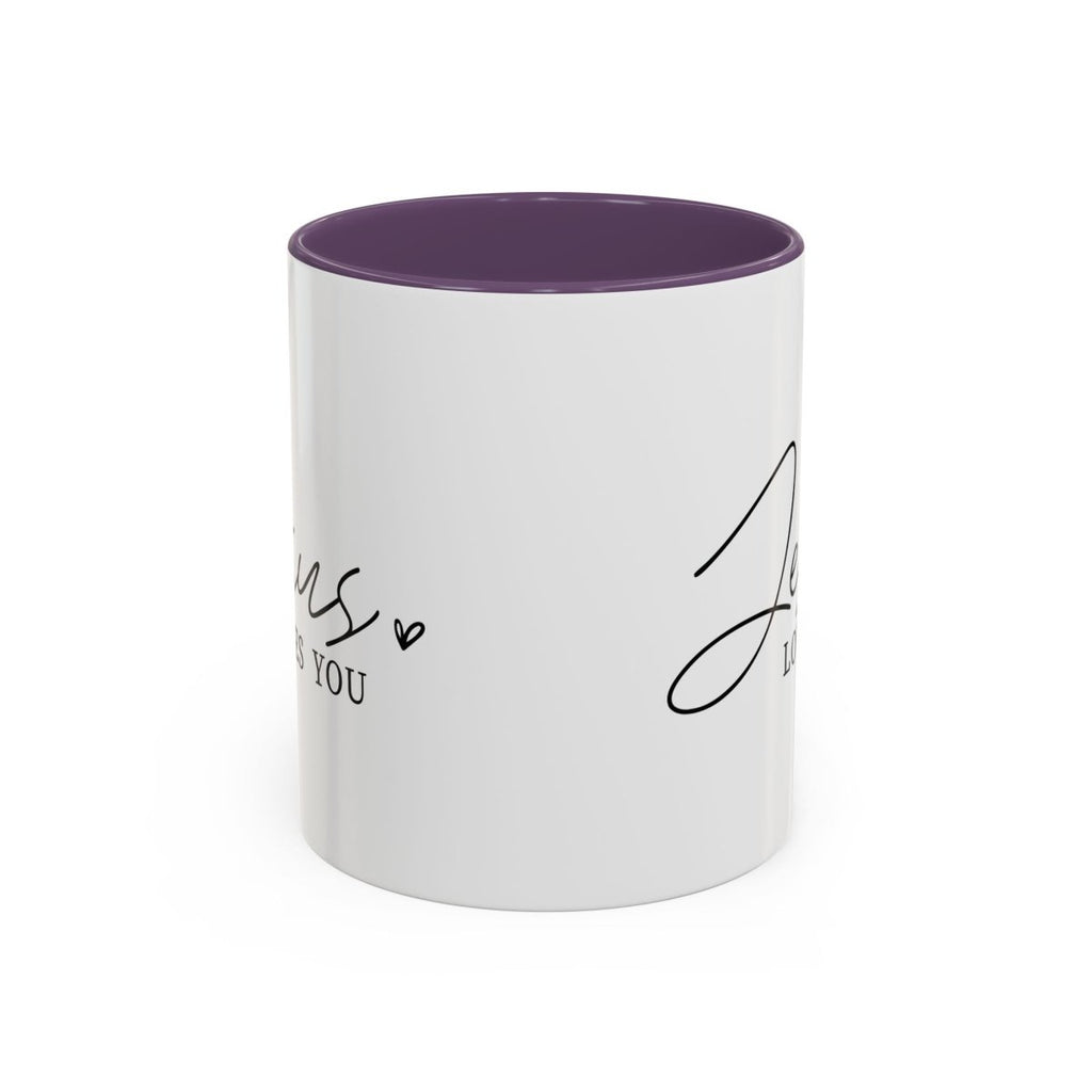 Faith Based Accent Coffee Mug (11oz, 15oz) - Jesus Loves you | Mug by atgodanddesigns