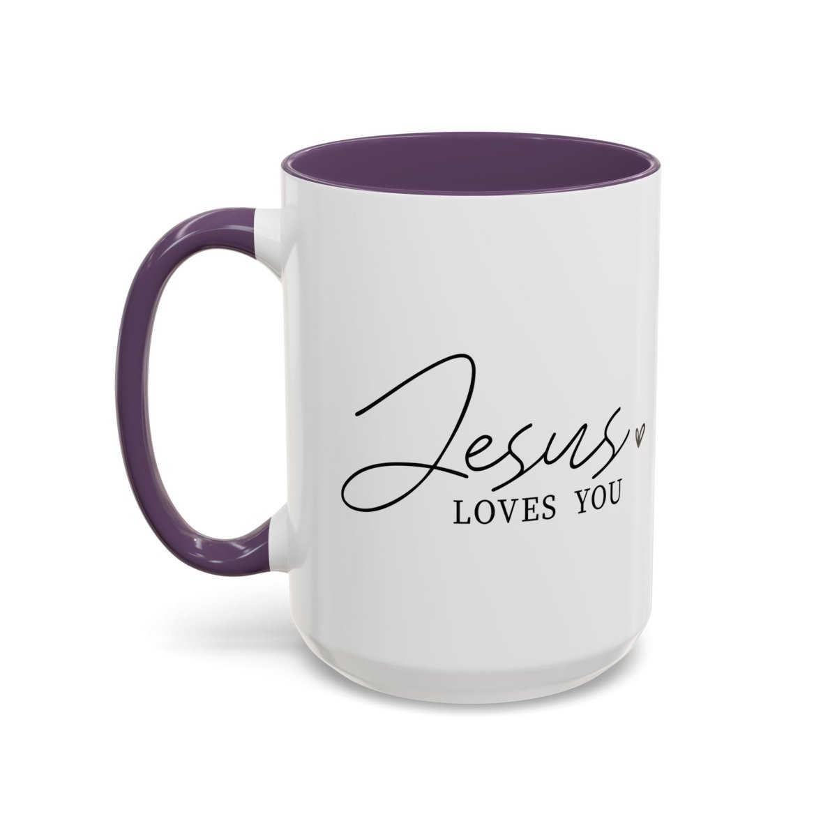 Faith Based Accent Coffee Mug (11oz, 15oz) - Jesus Loves you | Mug by atgodanddesigns