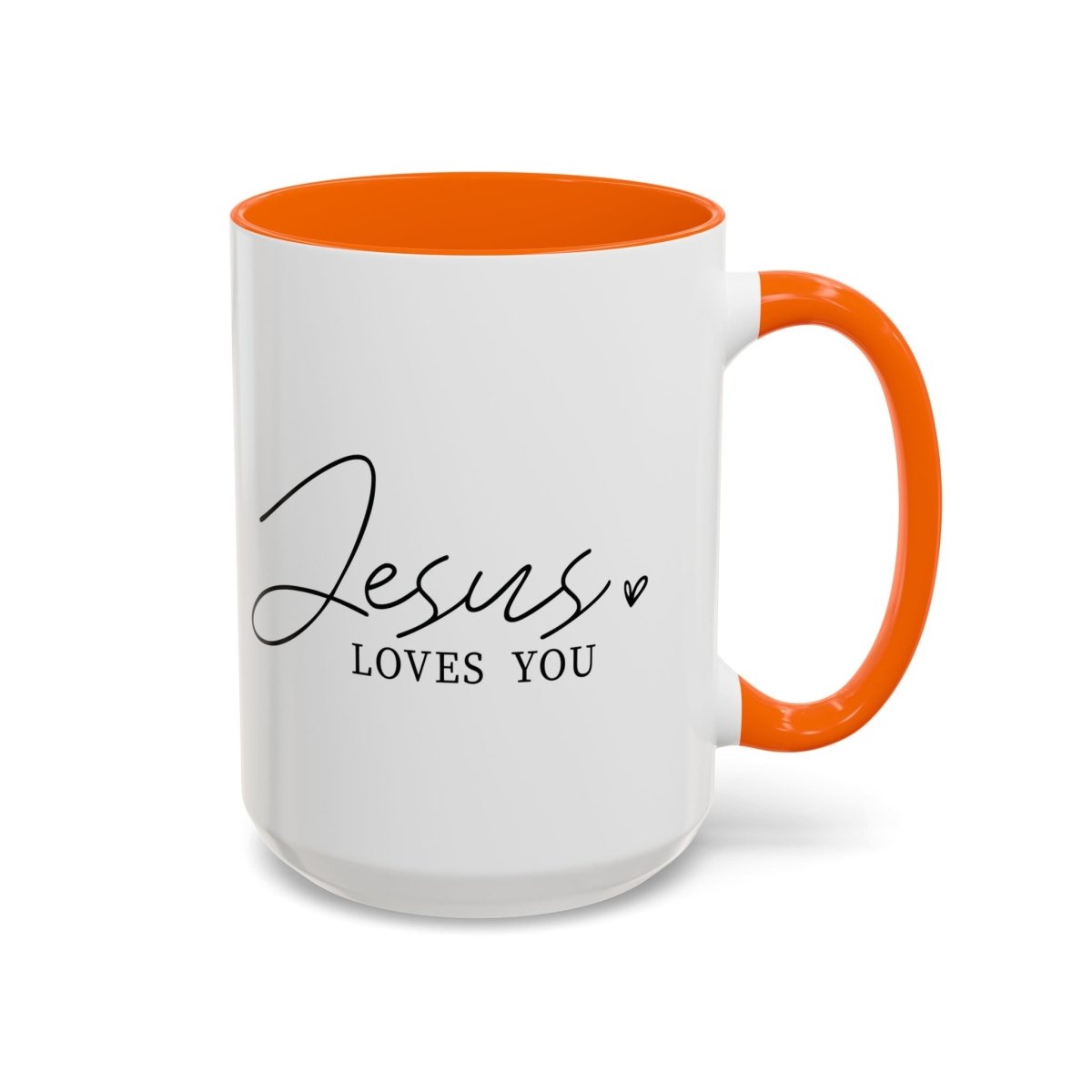Faith Based Accent Coffee Mug (11oz, 15oz) - Jesus Loves you | Mug by atgodanddesigns
