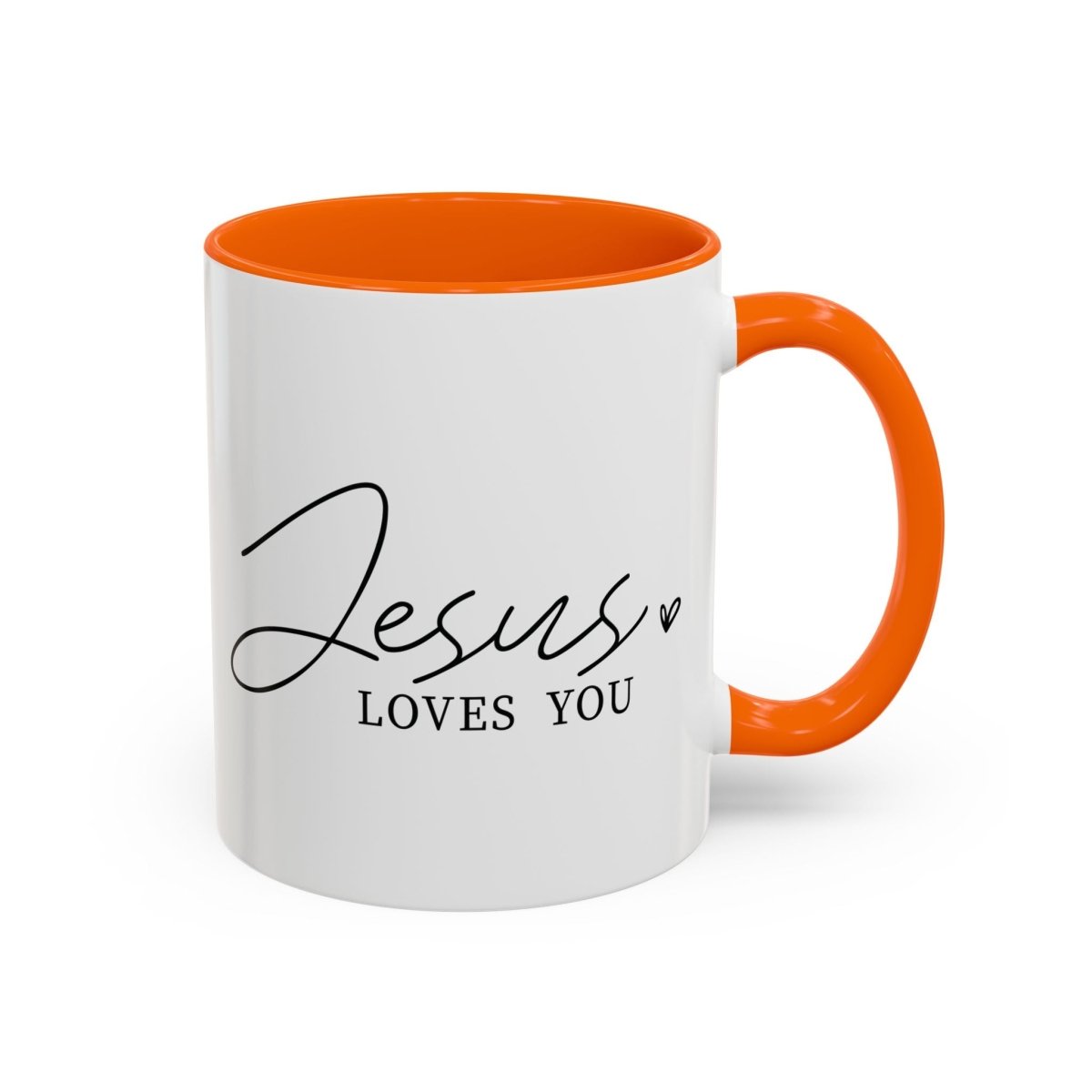 Faith Based Accent Coffee Mug (11oz, 15oz) - Jesus Loves you | Mug by atgodanddesigns