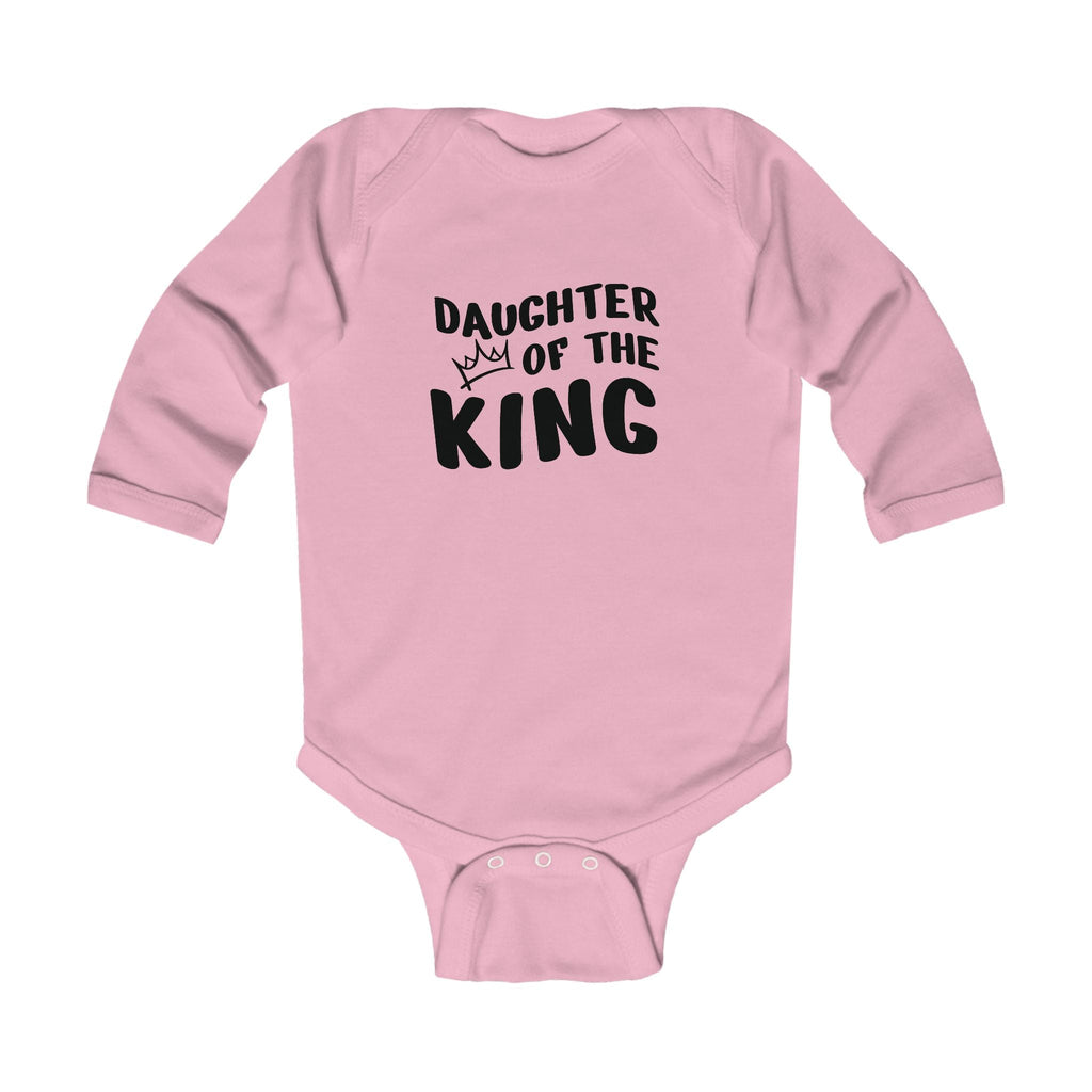 Faith Based Infant Girls Long Sleeve Onesie - Daughter Of The King | Kids clothes by atgodanddesigns
