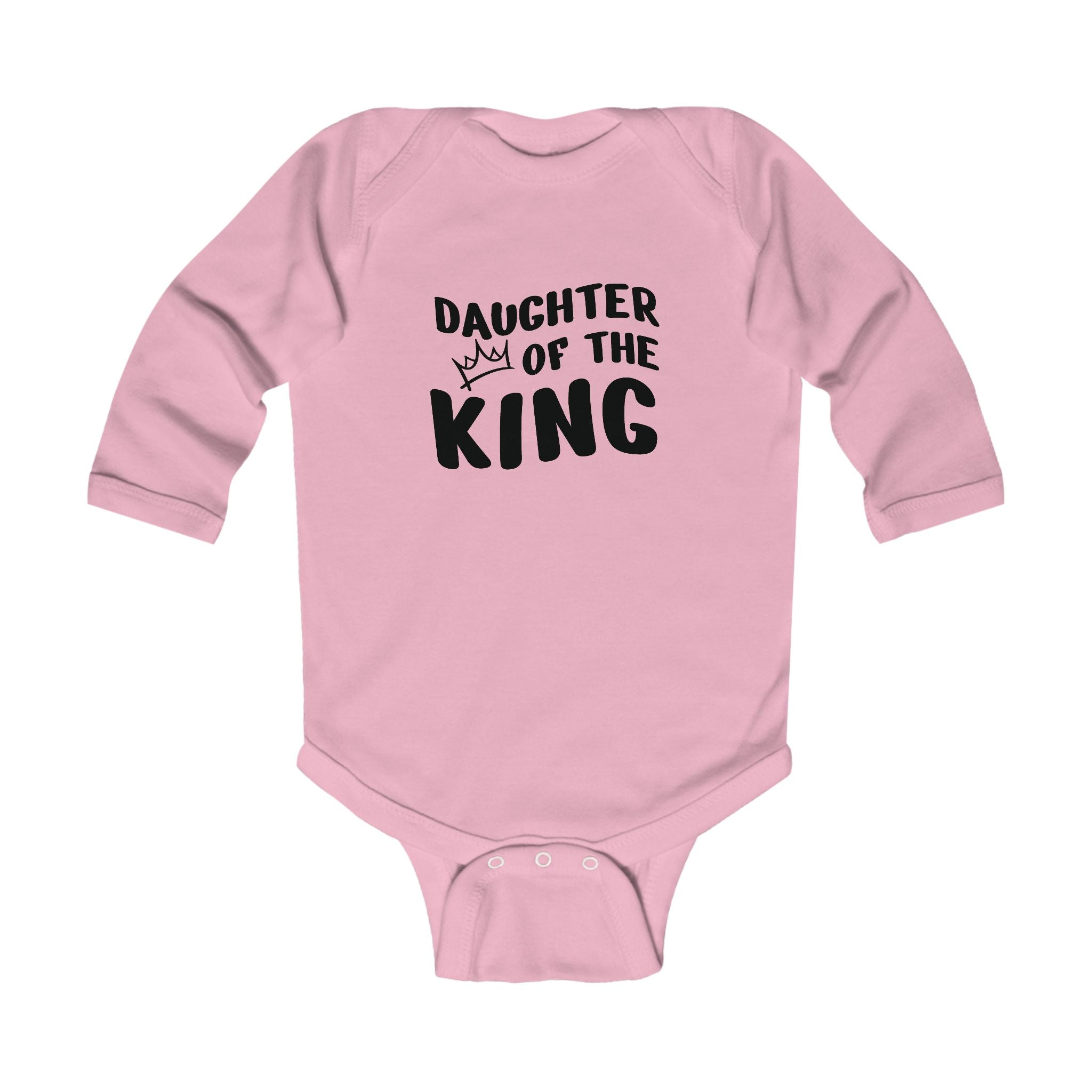 Faith Based Infant Girls Long Sleeve Onesie - Daughter Of The King | Kids clothes by atgodanddesigns