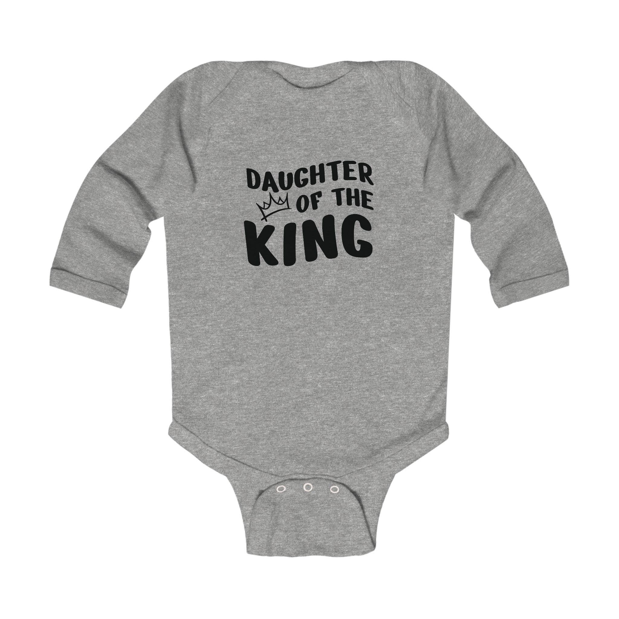 Faith Based Infant Girls Long Sleeve Onesie - Daughter Of The King | Kids clothes by atgodanddesigns