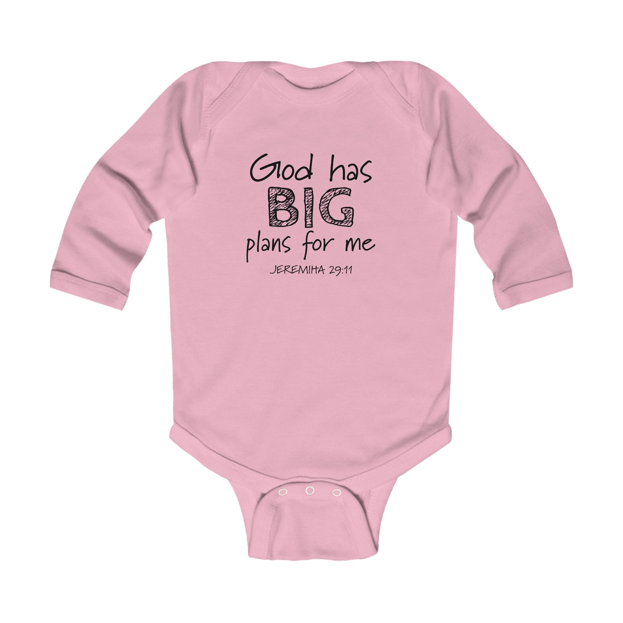 Faith Based Infant Long Sleeve Onesie - God Has Big Plans For Me | Kids clothes by atgodanddesigns