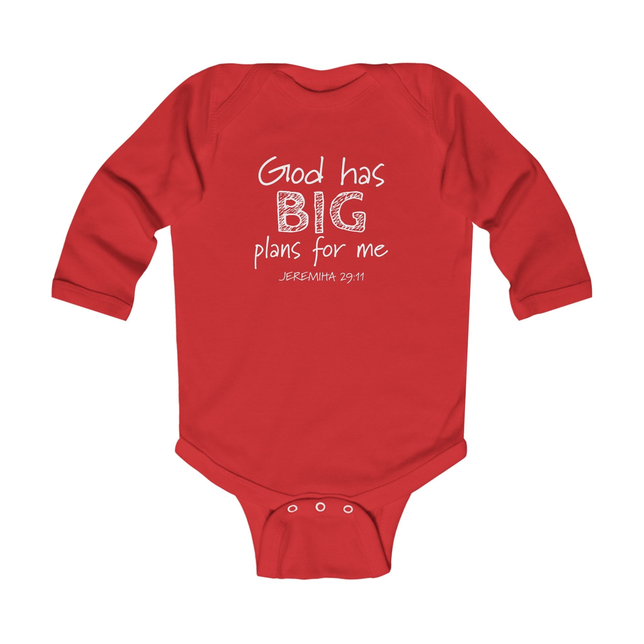 Faith Based Infant Long Sleeve Onesie - God Has Big Plans For Me | Kids clothes by atgodanddesigns
