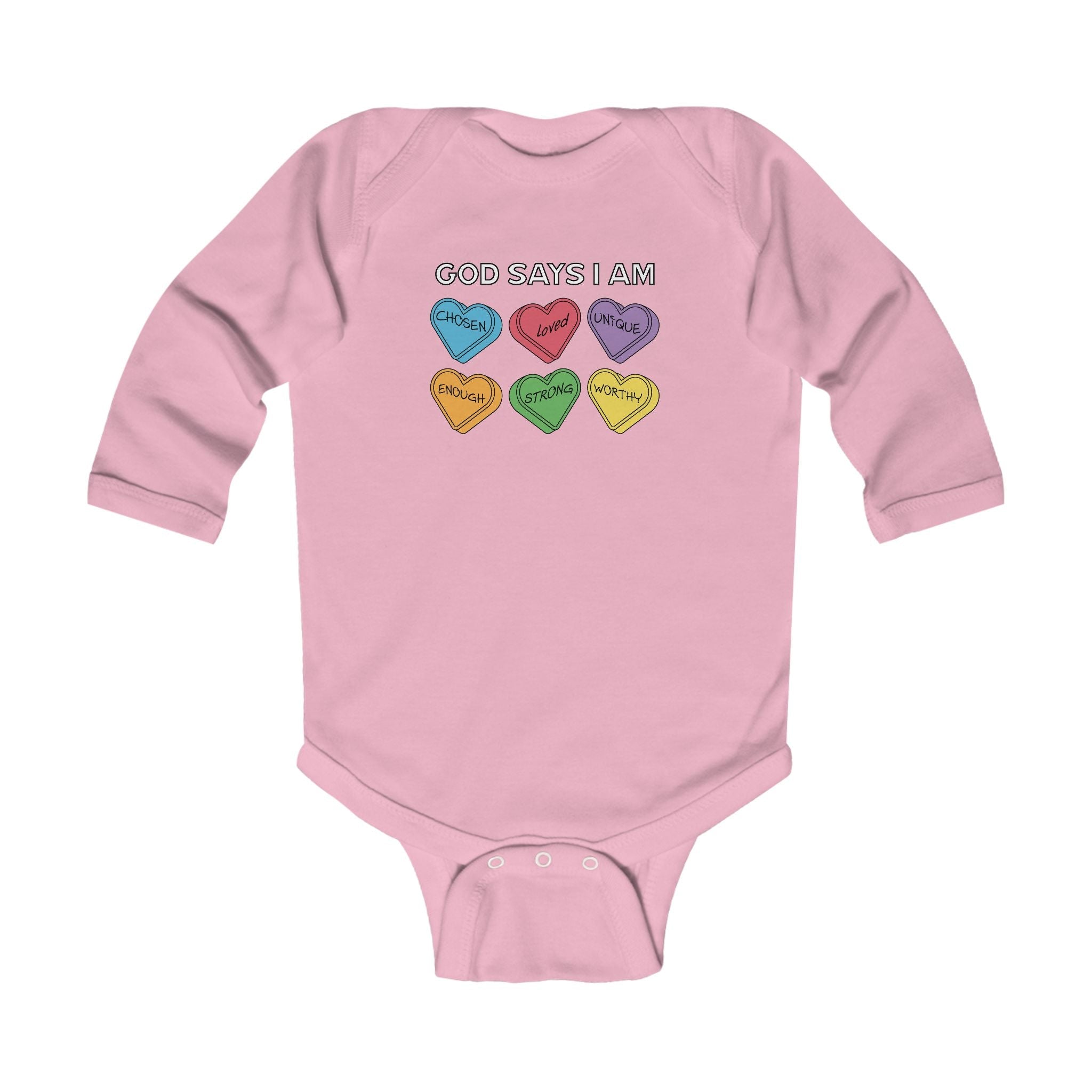 Faith Based Infant Long Sleeve Onesie - God Says I Am | Kids clothes by atgodanddesigns