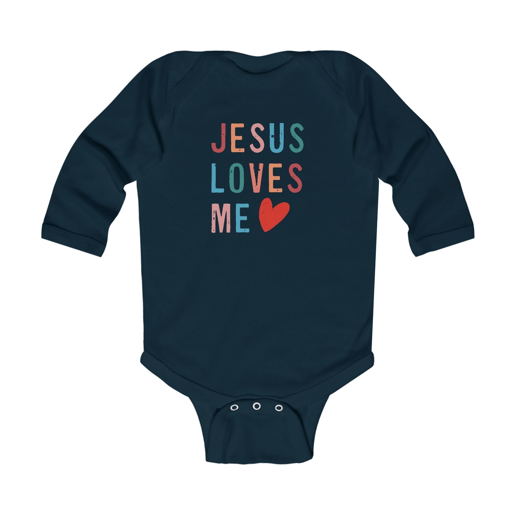 Faith Based Infant Long Sleeve Onesie - Jesus Loves Me | Kids clothes by atgodanddesigns