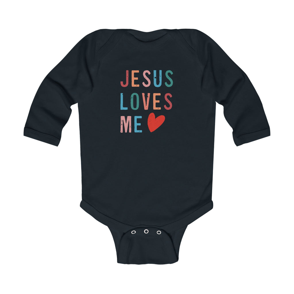 Faith Based Infant Long Sleeve Onesie - Jesus Loves Me | Kids clothes by atgodanddesigns