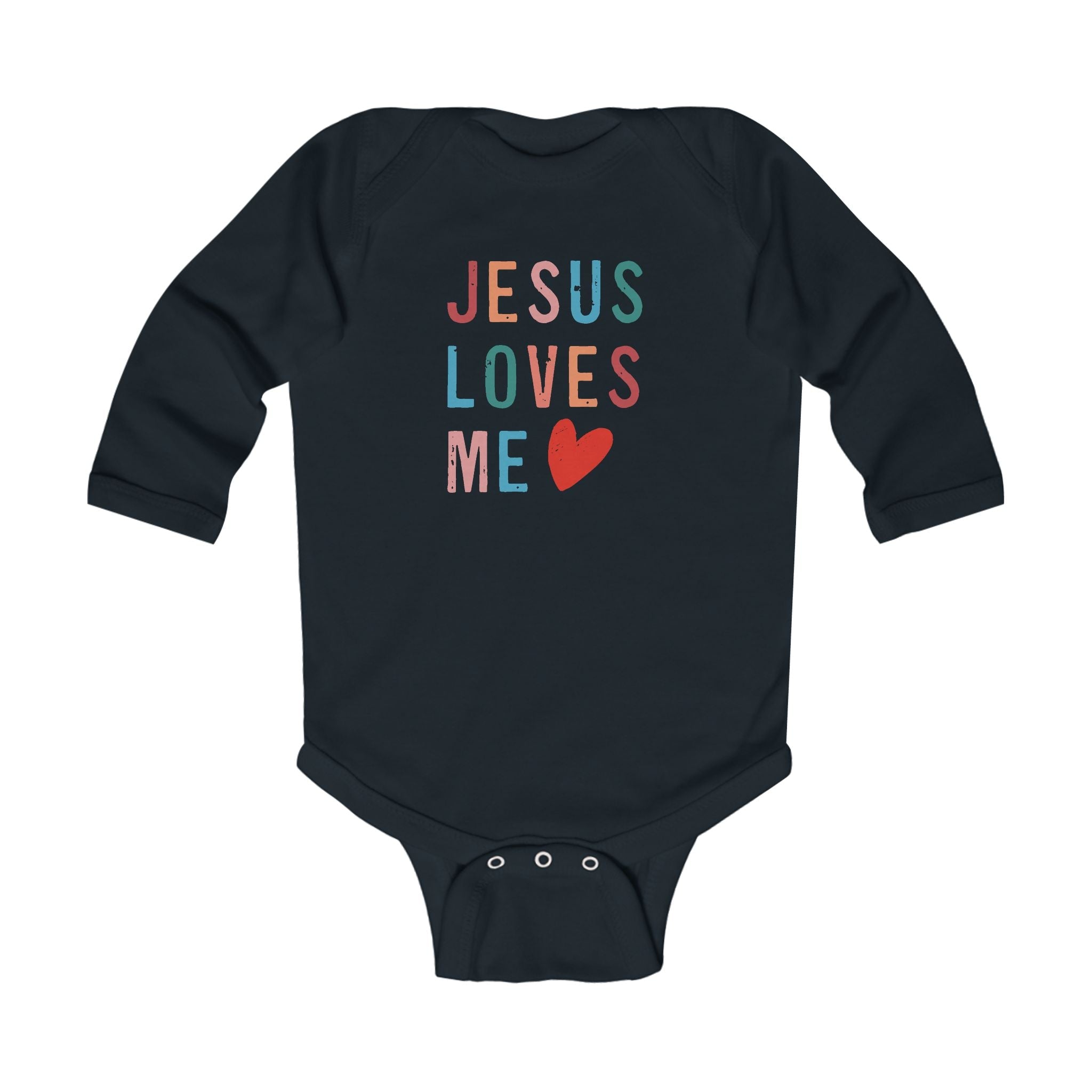Faith Based Infant Long Sleeve Onesie - Jesus Loves Me | Kids clothes by atgodanddesigns