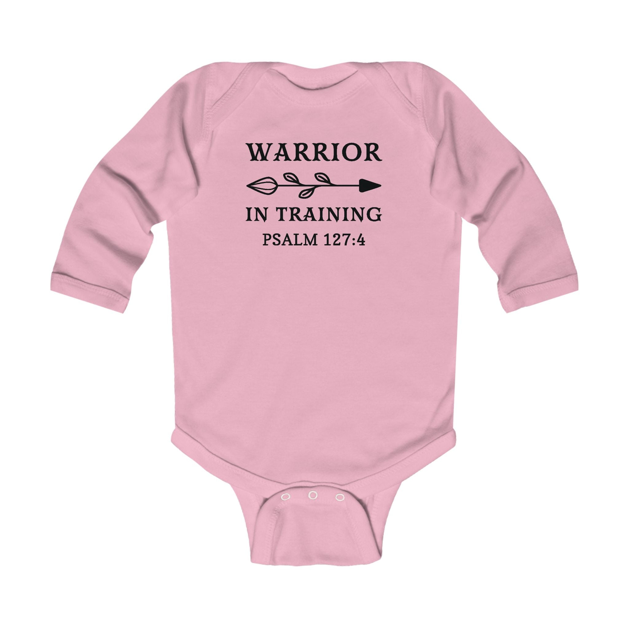 Faith Based Infant Long Sleeve Onesie - Warrior In Training | Kids clothes by atgodanddesigns
