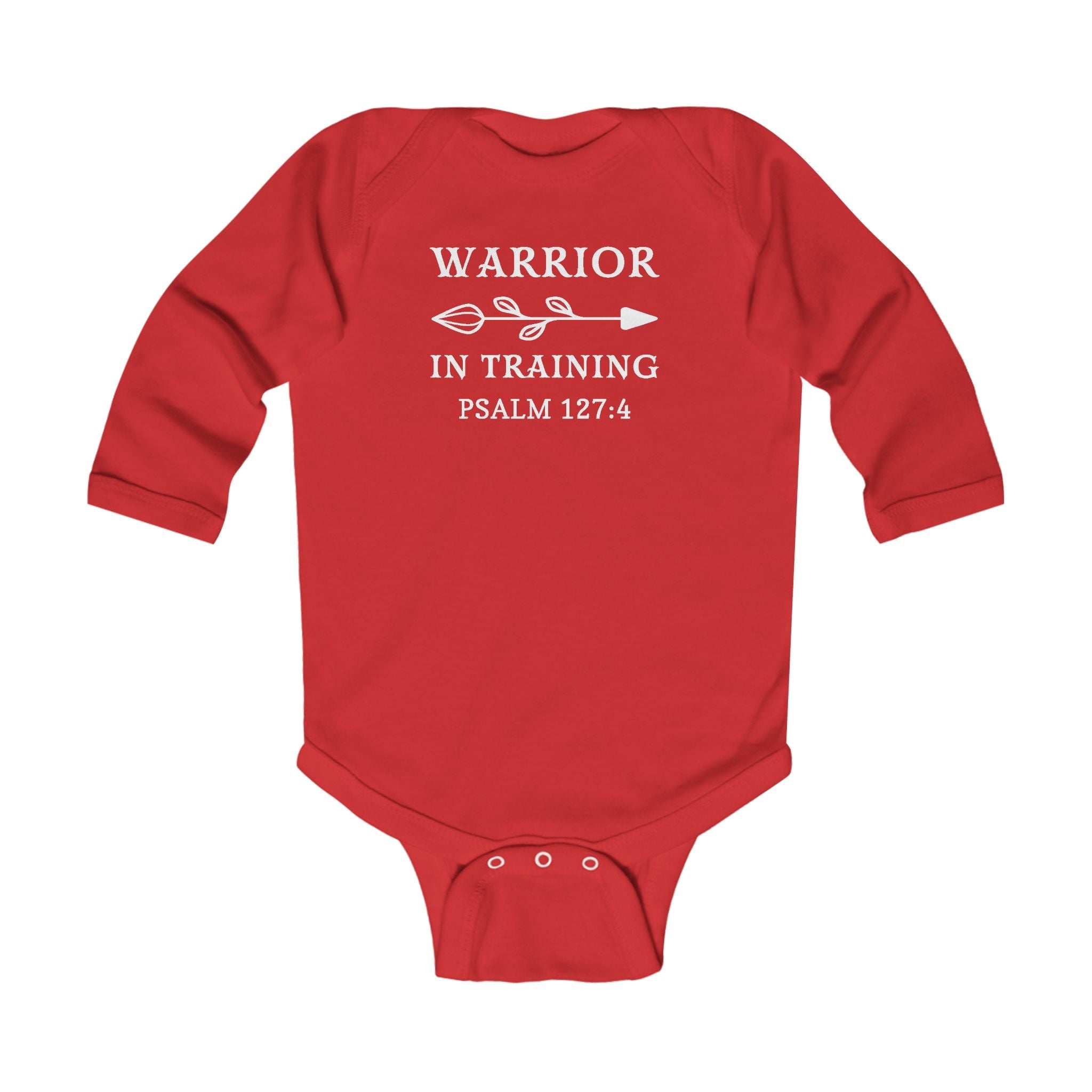 Faith Based Infant Long Sleeve Onesie - Warrior In Training | Kids clothes by atgodanddesigns