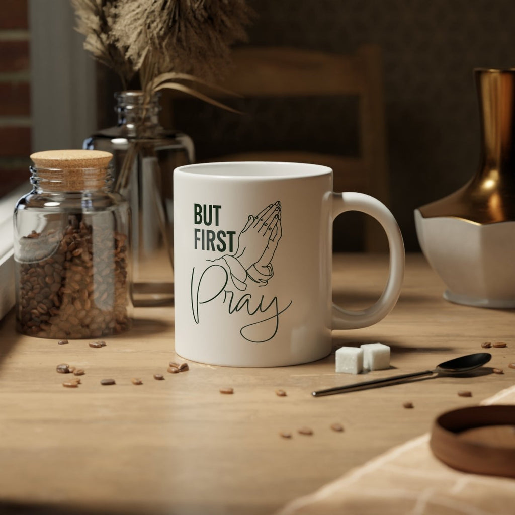 Faith Based Jumbo Coffee Mug 20oz. - But First Pray | Mug by atgodanddesigns