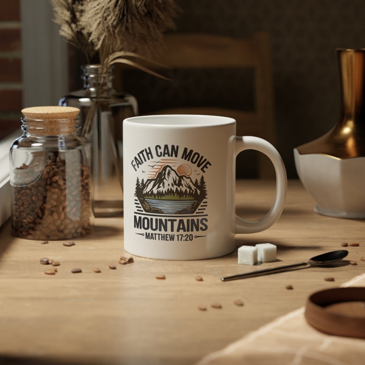 Faith Based Jumbo Mug 20oz - Faith Can Move Mountains | Mug by atgodanddesigns