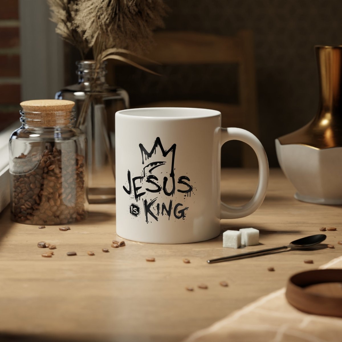 Faith Based Jumbo Mug, 20oz - Jesus Is King | Mug by atgodanddesigns