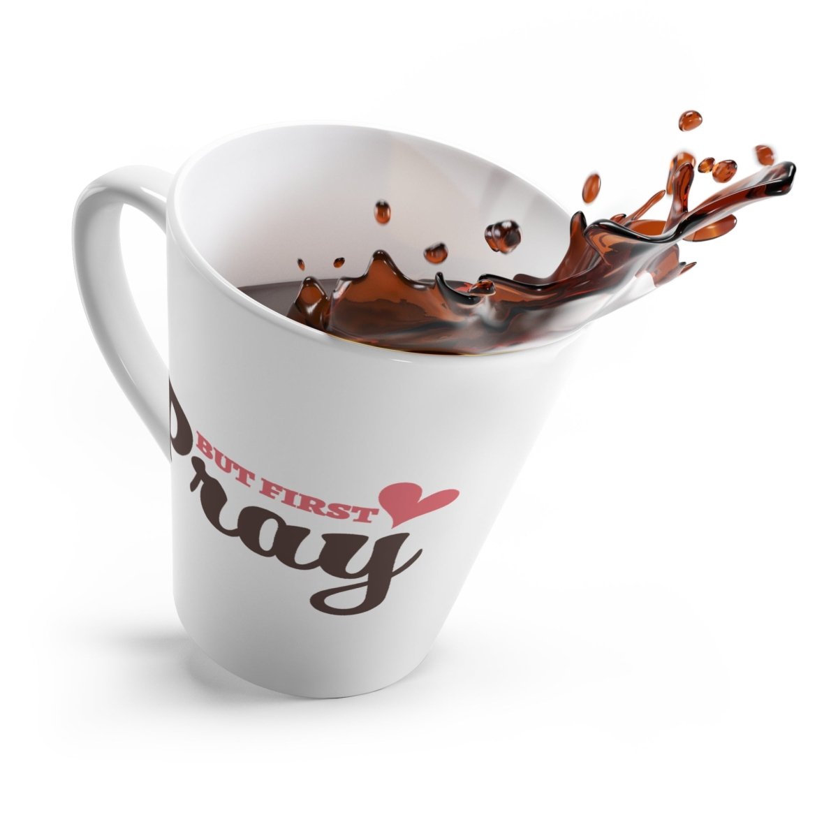 Faith Based Latte Mug 12oz - But First Pray | Mug by atgodanddesigns