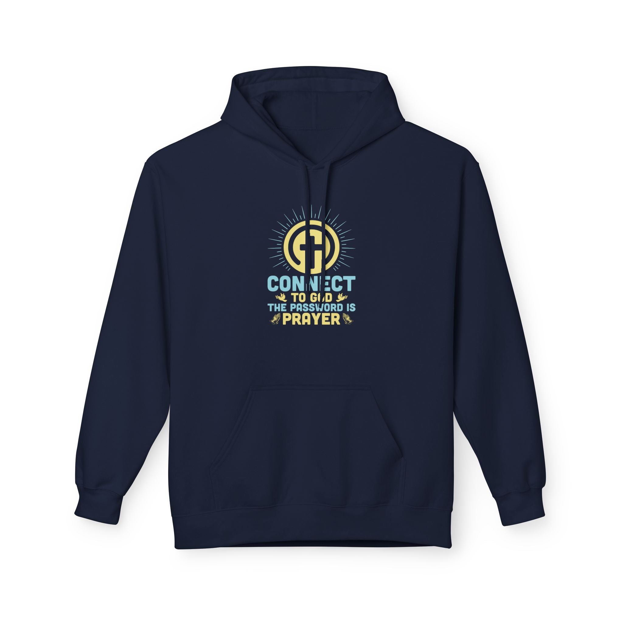 Faith Based Men's Fleece Hoodie - Connect To God The Password Prayer | Hoodie by atgodanddesigns