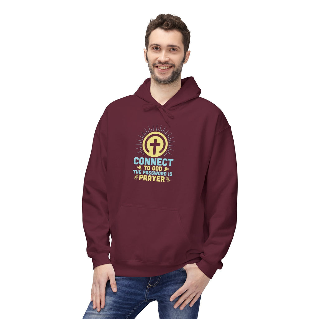 Faith Based Men's Fleece Hoodie - Connect To God The Password Prayer | Hoodie by atgodanddesigns