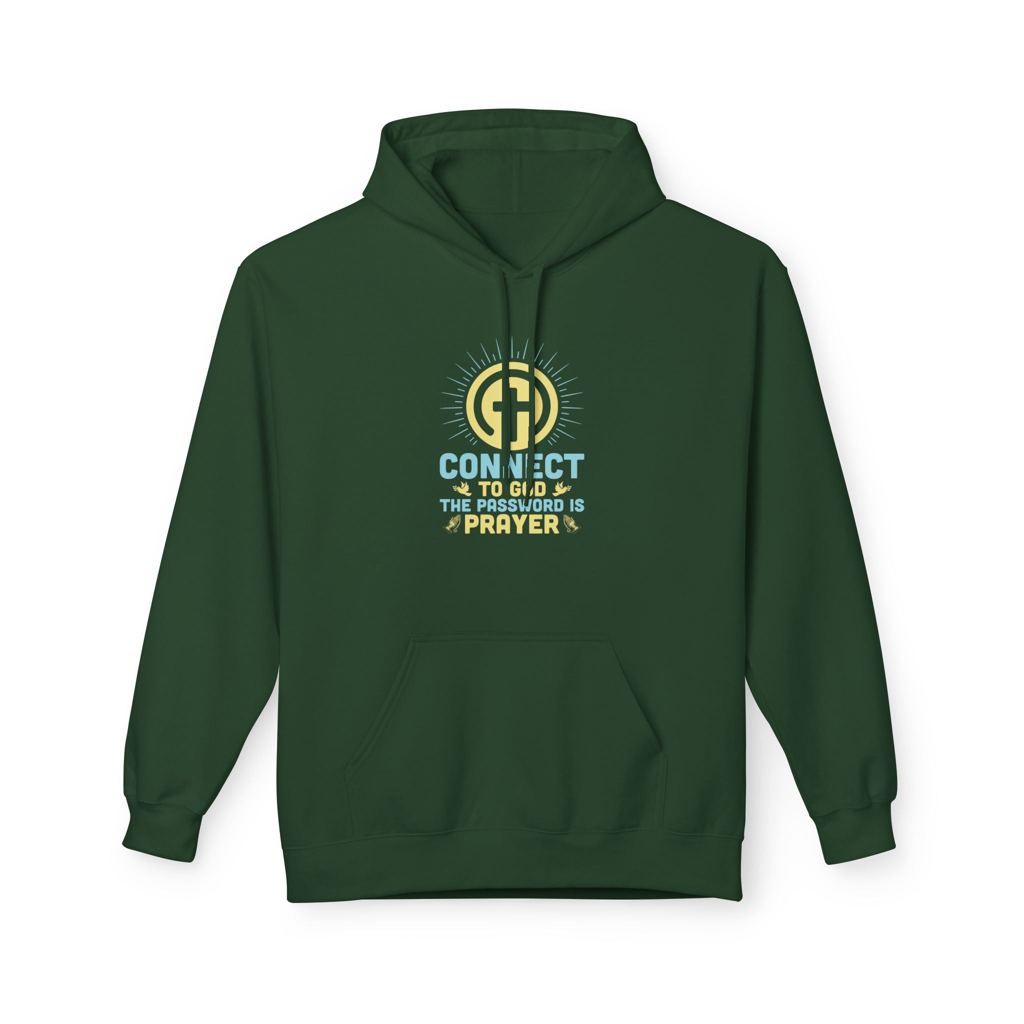 Faith Based Men's Fleece Hoodie - Connect To God The Password Prayer | Hoodie by atgodanddesigns