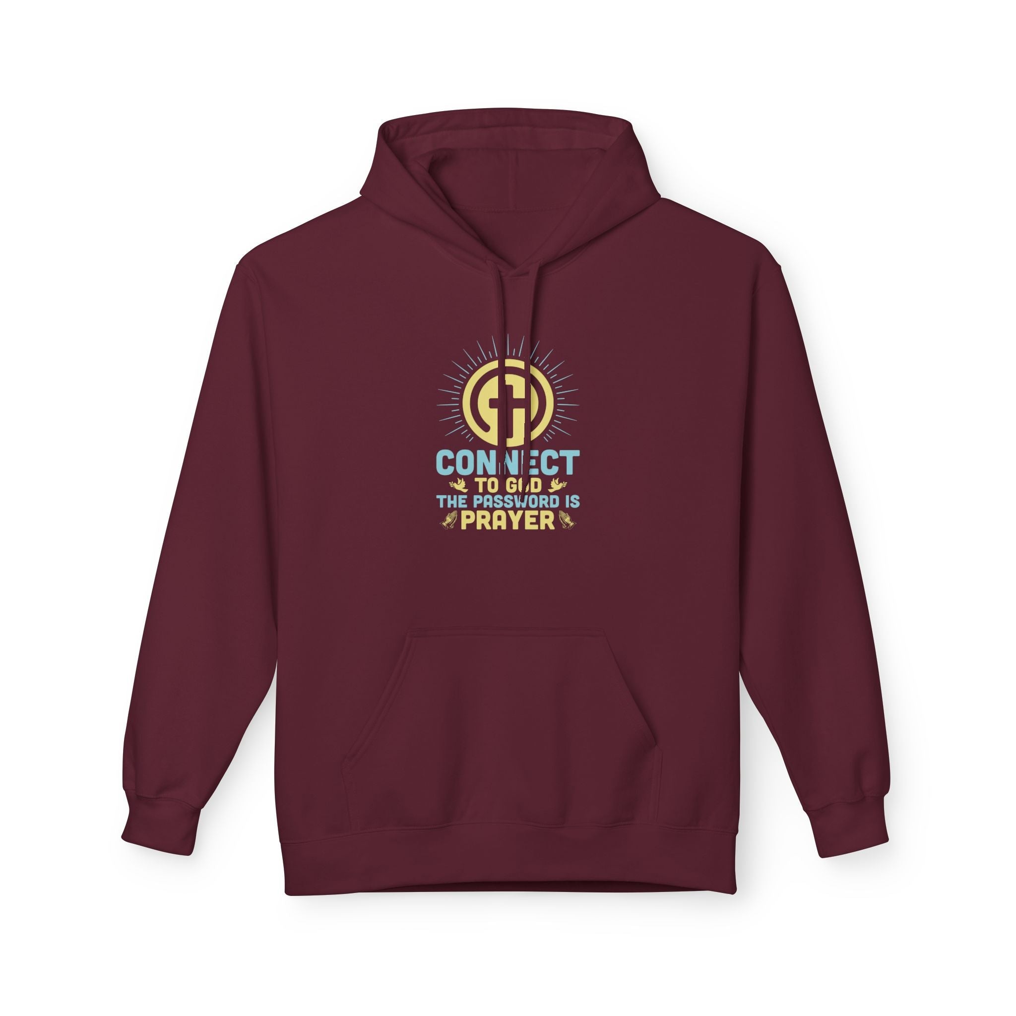 Faith Based Men's Fleece Hoodie - Connect To God The Password Prayer | Hoodie by atgodanddesigns