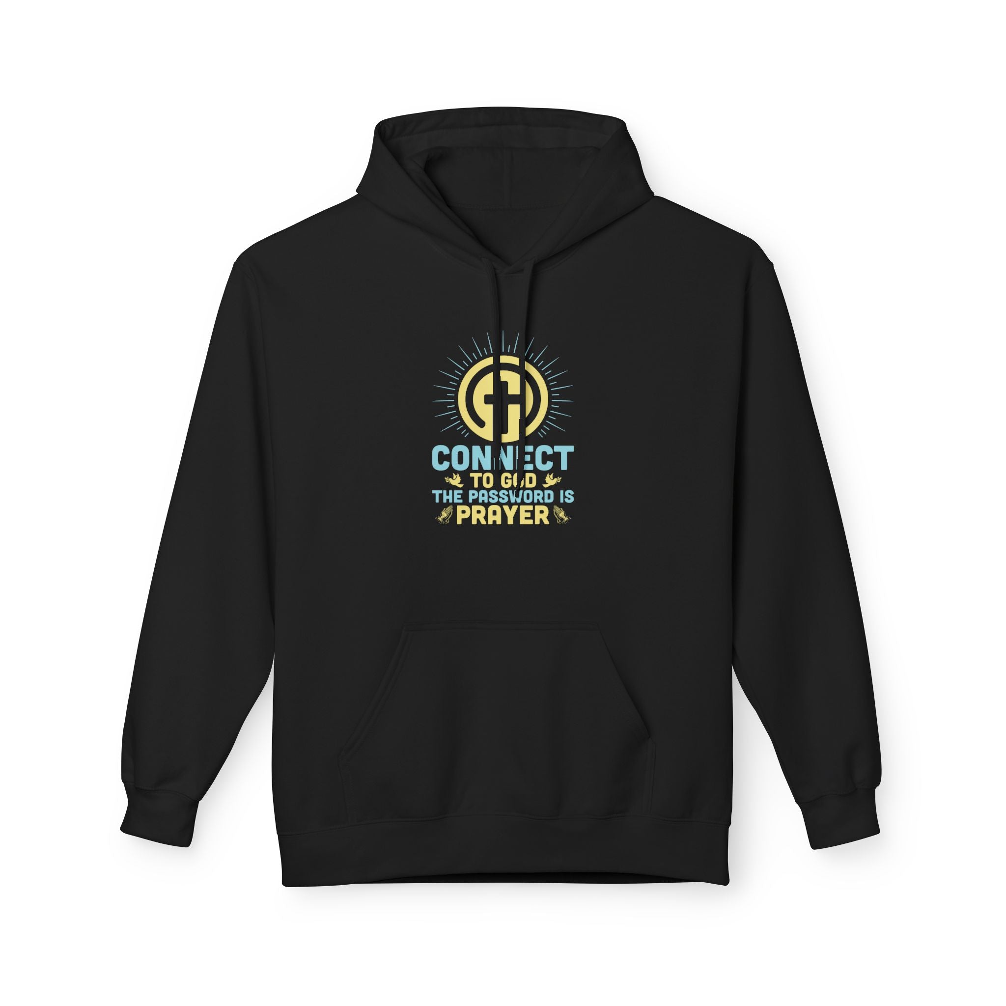 Faith Based Men's Fleece Hoodie - Connect To God The Password Prayer | Hoodie by atgodanddesigns