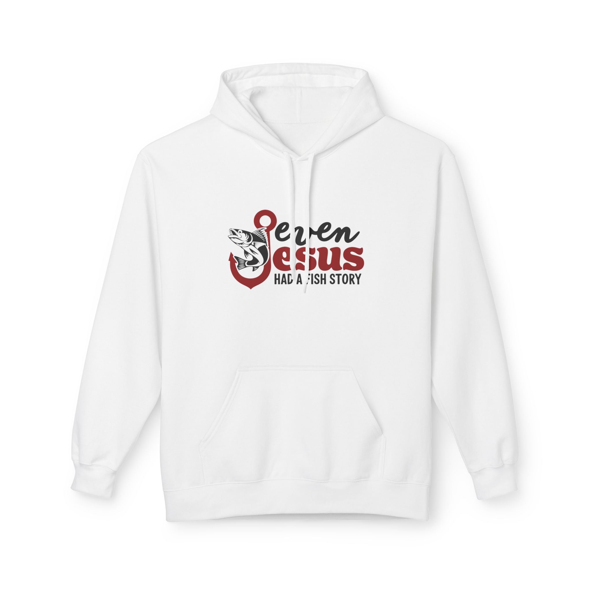Faith Based Men's Fleece Hoodie - Even Jesus Had A Fishing Story | Hoodie by atgodanddesigns
