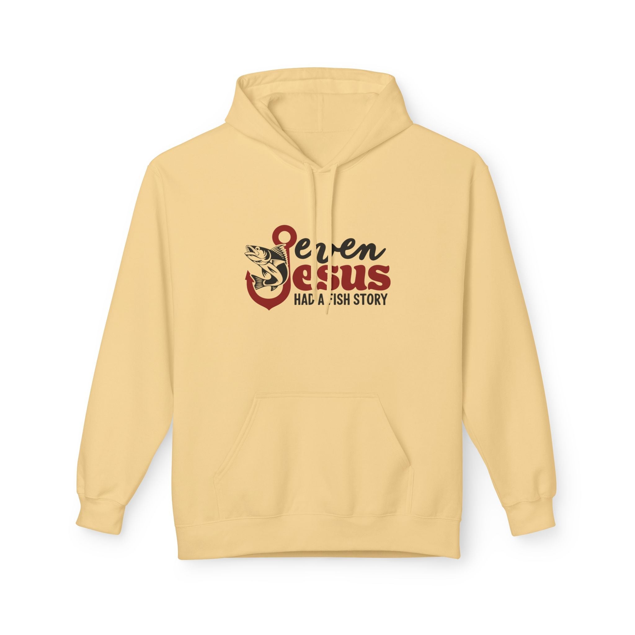 Faith Based Men's Fleece Hoodie - Even Jesus Had A Fishing Story | Hoodie by atgodanddesigns