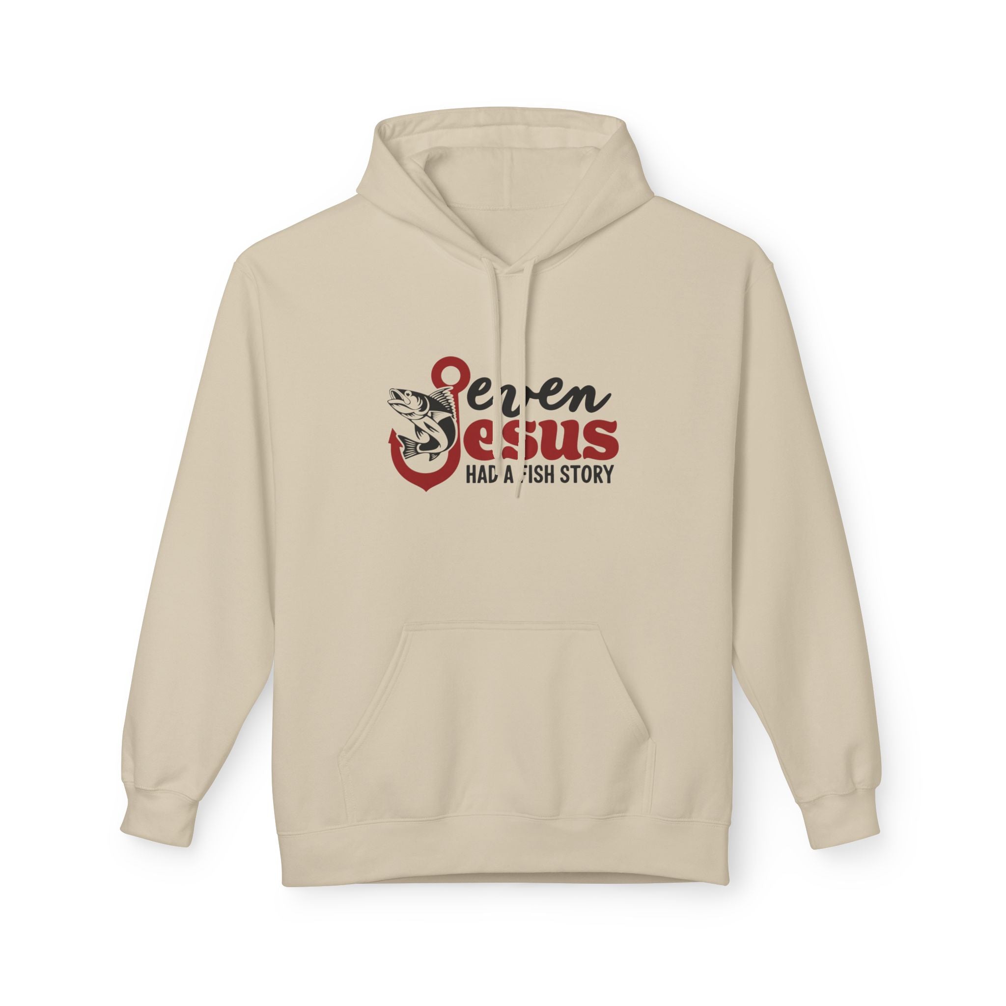 Faith Based Men's Fleece Hoodie - Even Jesus Had A Fishing Story | Hoodie by atgodanddesigns