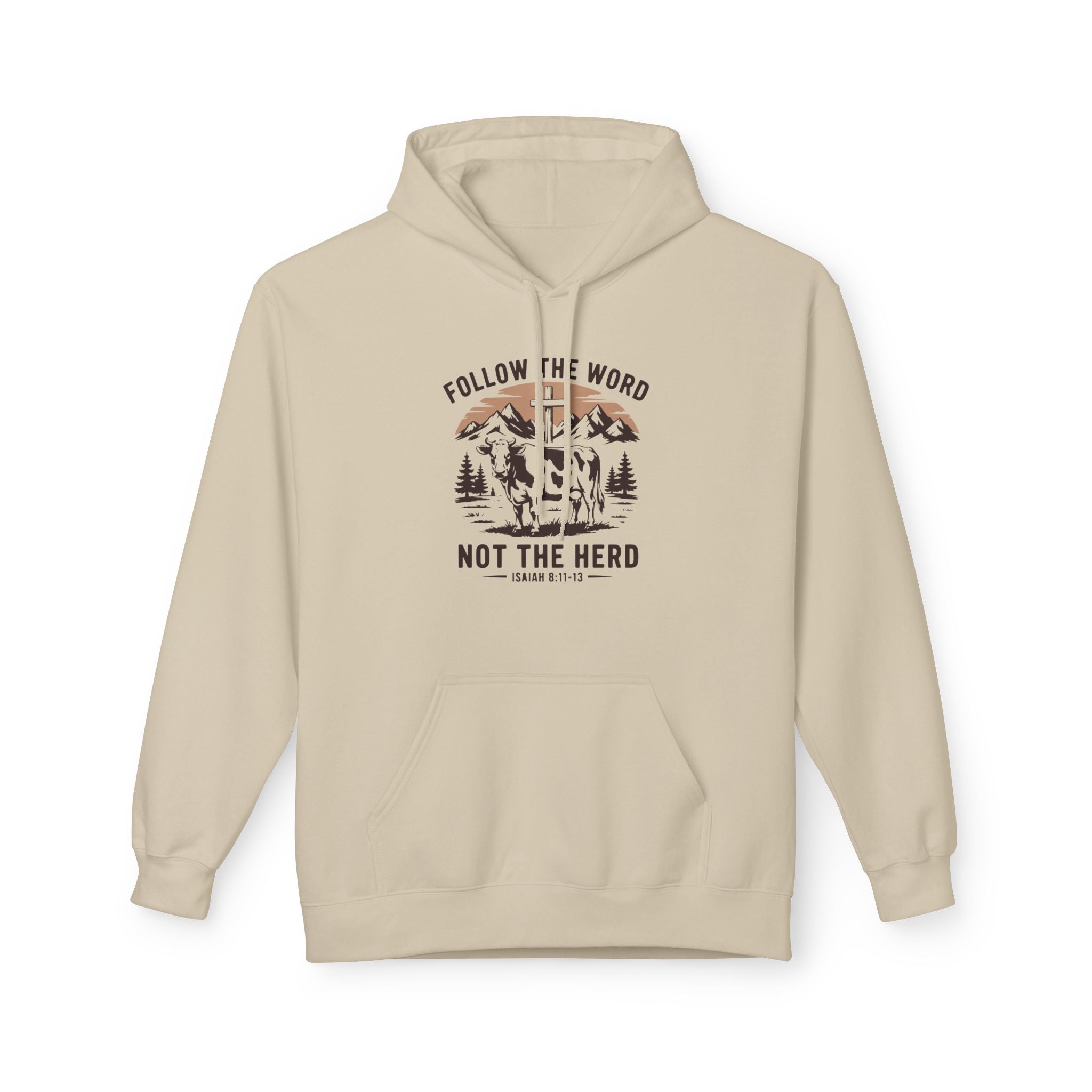 Faith Based Men's Fleece Hoodie - Follow The Word Not The Herd | Hoodie by atgodanddesigns