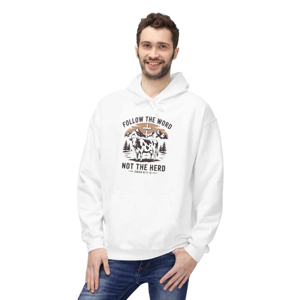 Faith Based Men's Fleece Hoodie - Follow The Word Not The Herd | Hoodie by atgodanddesigns