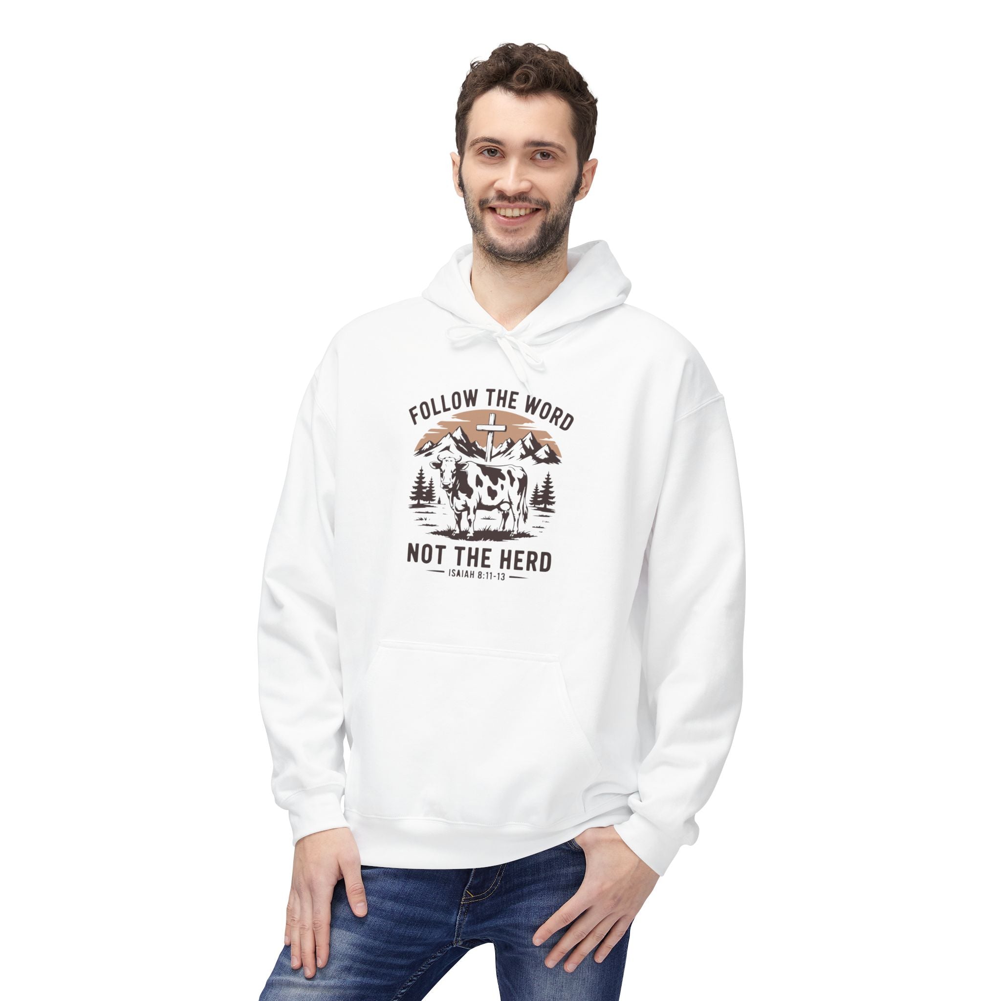 Faith Based Men's Fleece Hoodie - Follow The Word Not The Herd | Hoodie by atgodanddesigns