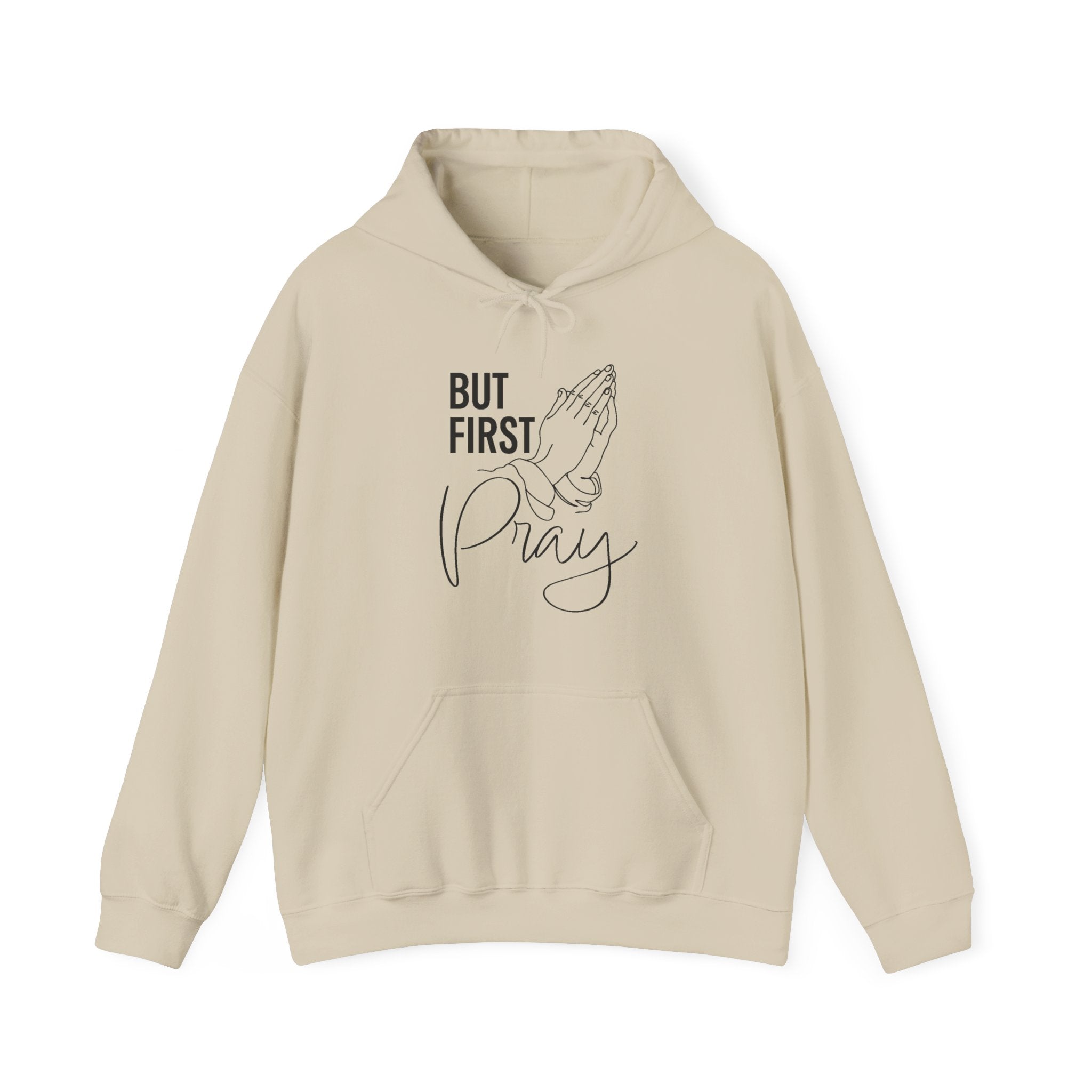 Faith Based Men's Hoodie - But First Pray | Hoodie by atgodanddesigns