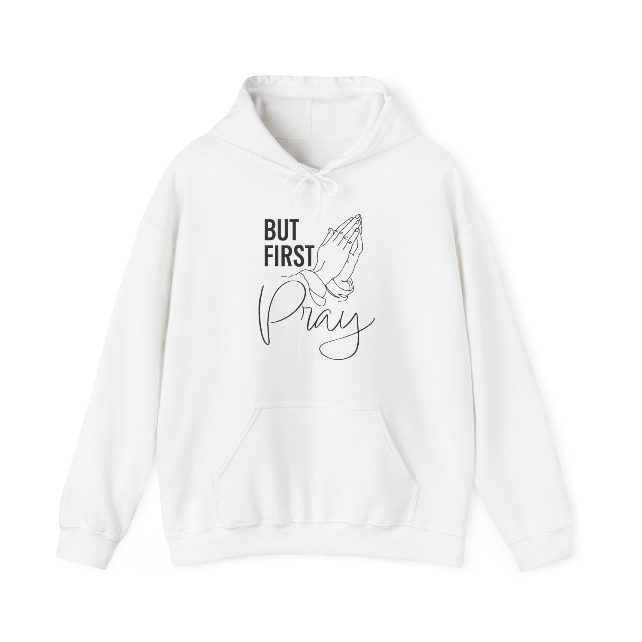 Faith Based Men's Hoodie - But First Pray | Hoodie by atgodanddesigns