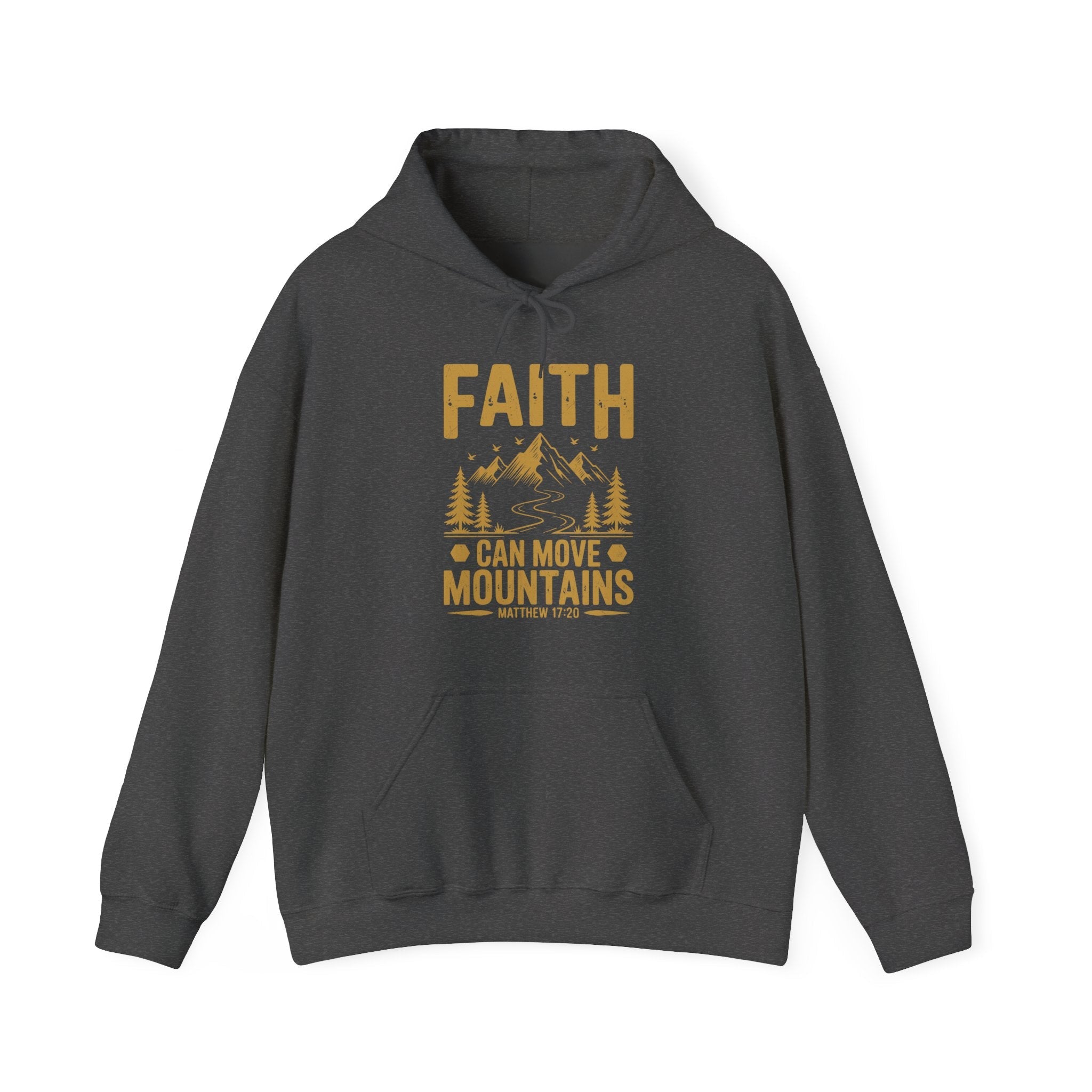 Faith Based Men's Hoodie - Faith Can Move Mountains | Hoodie by atgodanddesigns