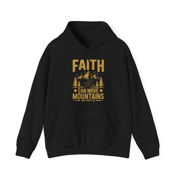 Faith Based Men's Hoodie - Faith Can Move Mountains | Hoodie by atgodanddesigns