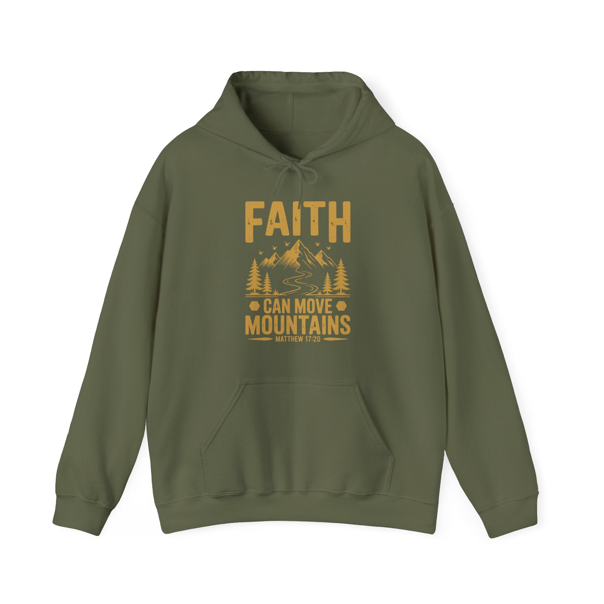 Faith Based Men's Hoodie - Faith Can Move Mountains | Hoodie by atgodanddesigns