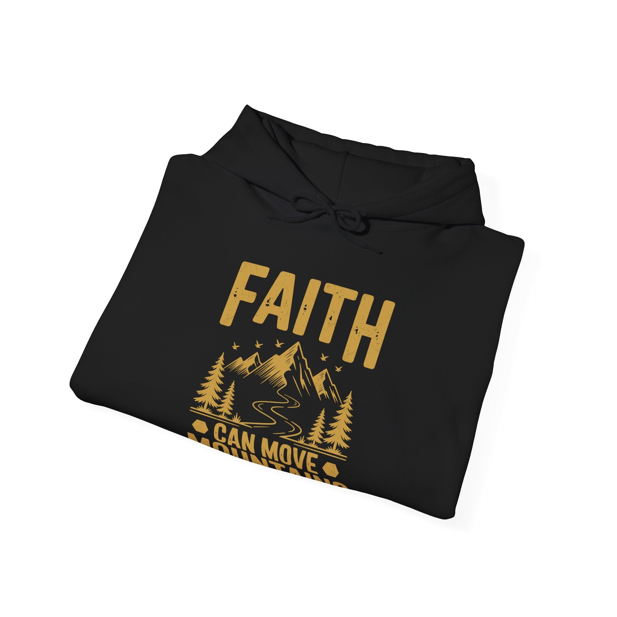 Faith Based Men's Hoodie - Faith Can Move Mountains | Hoodie by atgodanddesigns